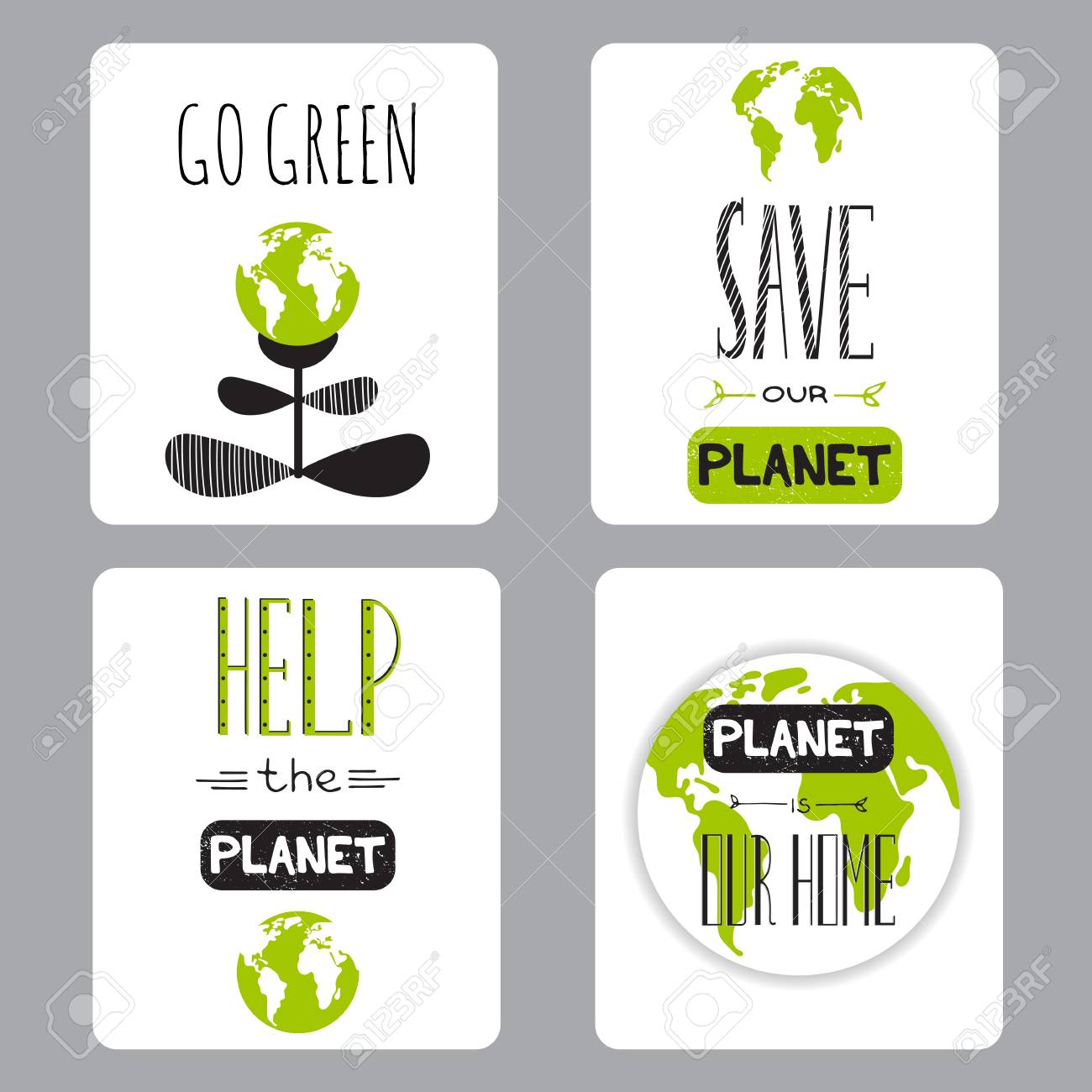 vector set of small card templates suitable for earth day and earth day templates