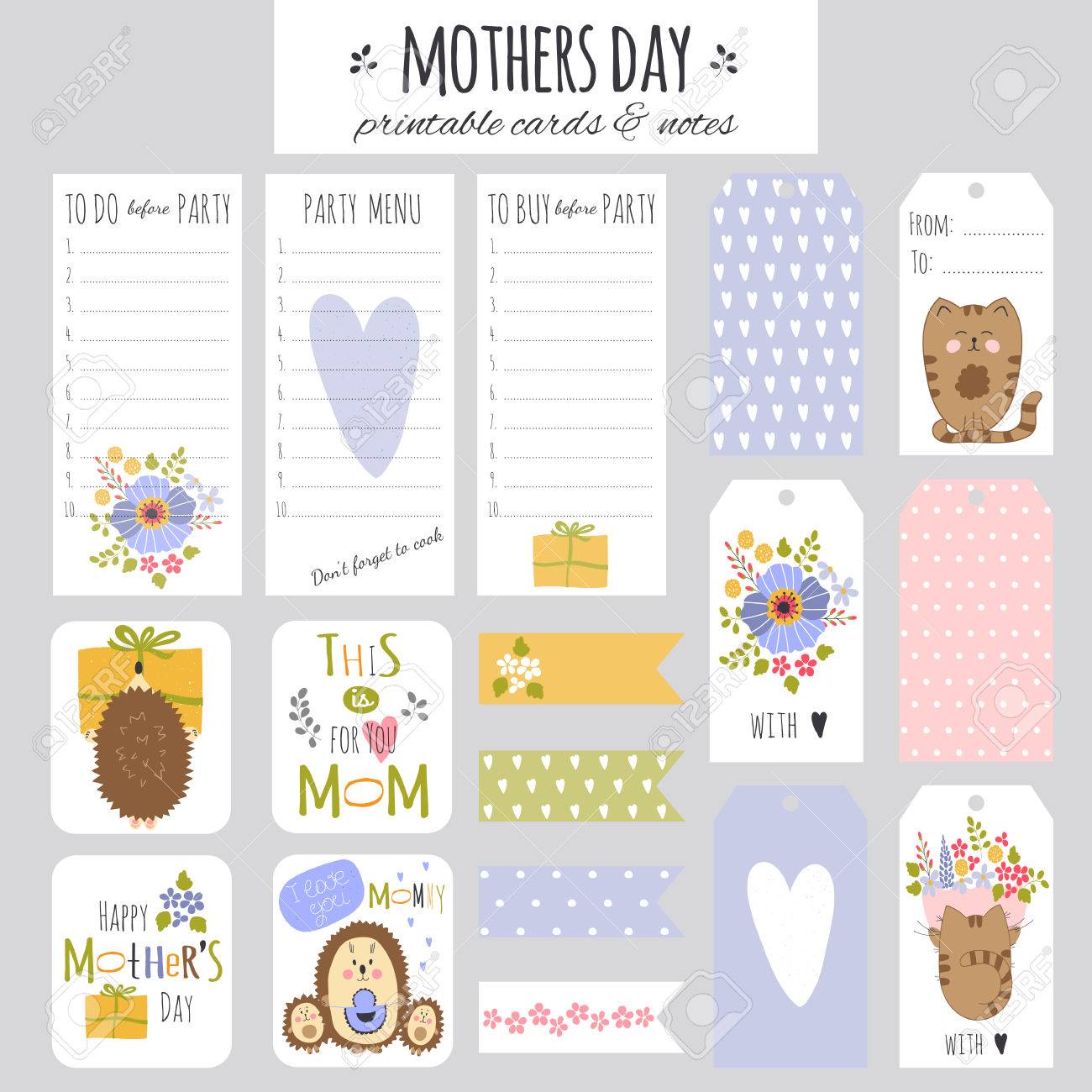 Big Set Of Mothers Day Cards, Tags, Notes And Stickers With Funny Animals And Flowers. Colorful Spring Printable Templates. For Greeting Cards, Invitations, Stationery, Gifts Decoration. Royalty Free SVG, Cliparts, Vectors, And Big Set Of Mothers Day Cards, Tags, Notes And Stickers With Funny Animals And Flowers. Colorful Spring Printable Templates. For Greeting Cards, Invitations, Stationery, Gifts Decoration. Royalty Free SVG, Cliparts, Vectors, And