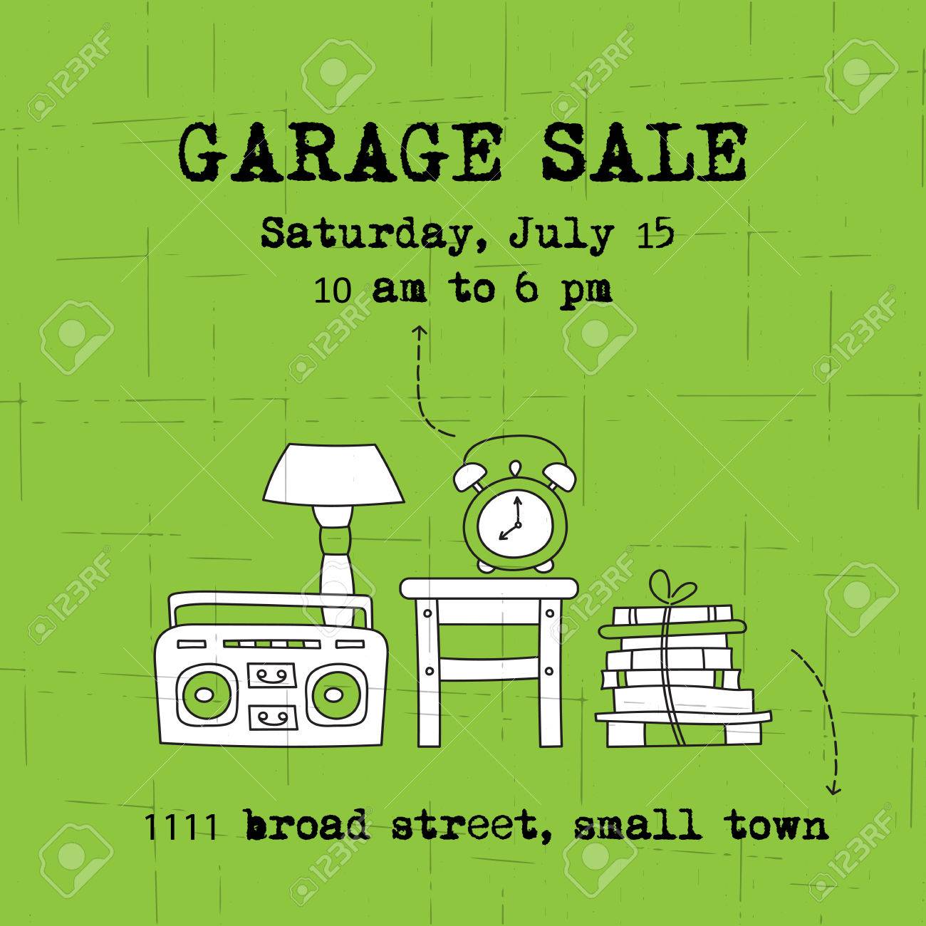 garage sale household used goods square banner template for