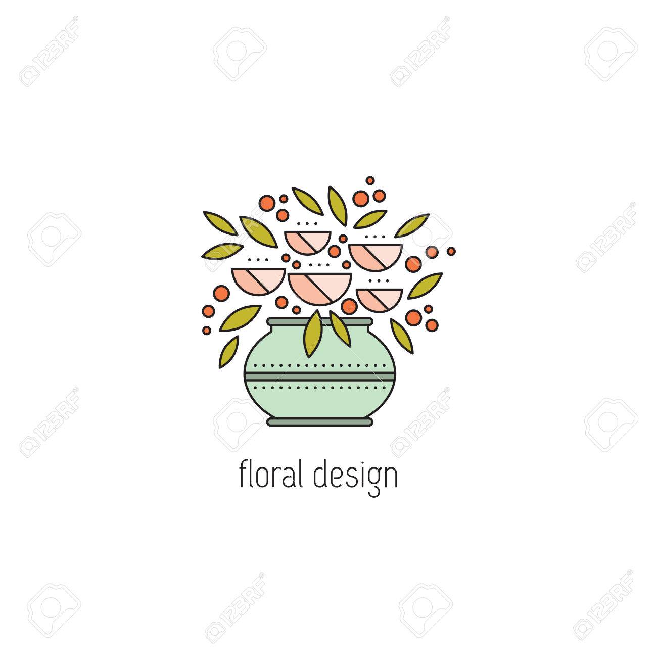 Floral Design Line Icon Royalty Free Cliparts Vectors And Stock Illustration Image