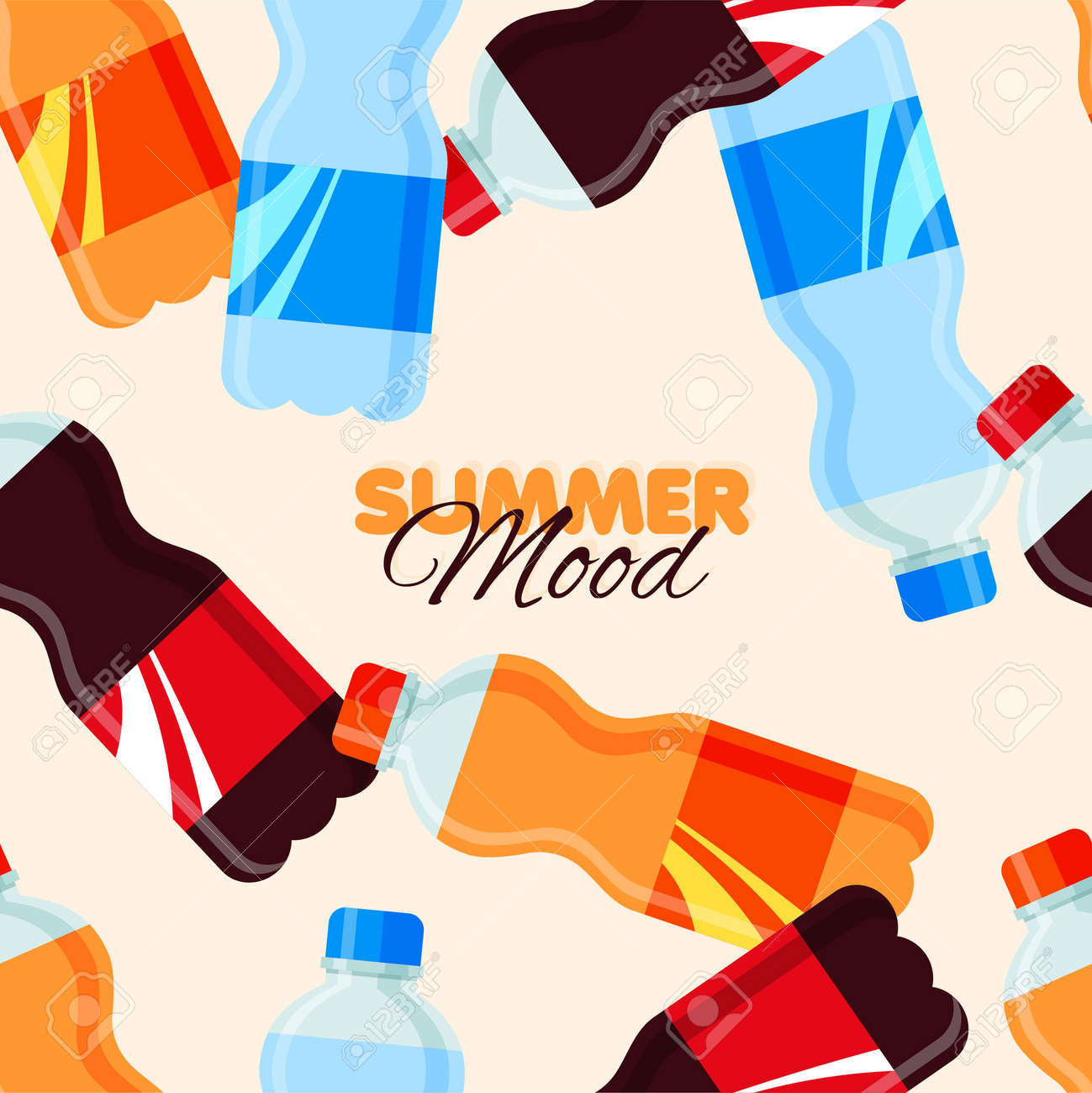 Soda drink seamless pattern. Summer banner template with sweet sparkling water. Vector illustration - 170248538 Soda drink seamless pattern. Summer banner template with sweet sparkling water. Vector illustration - 170248538