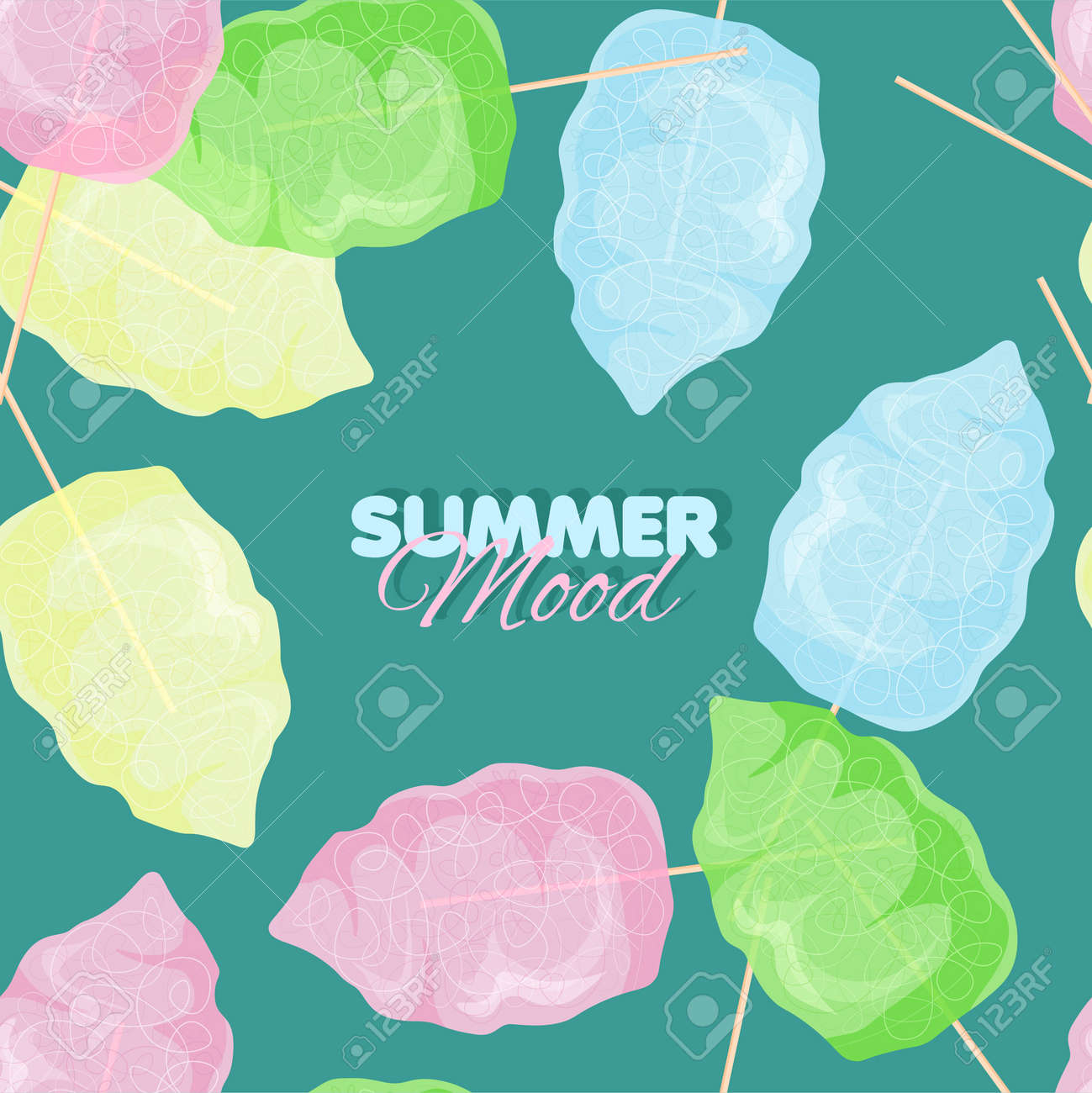 Cotton candy seamless pattern. Summer banner template. Vector illustration - 170248539 Cotton candy seamless pattern. Summer banner template. Vector illustration - 170248539