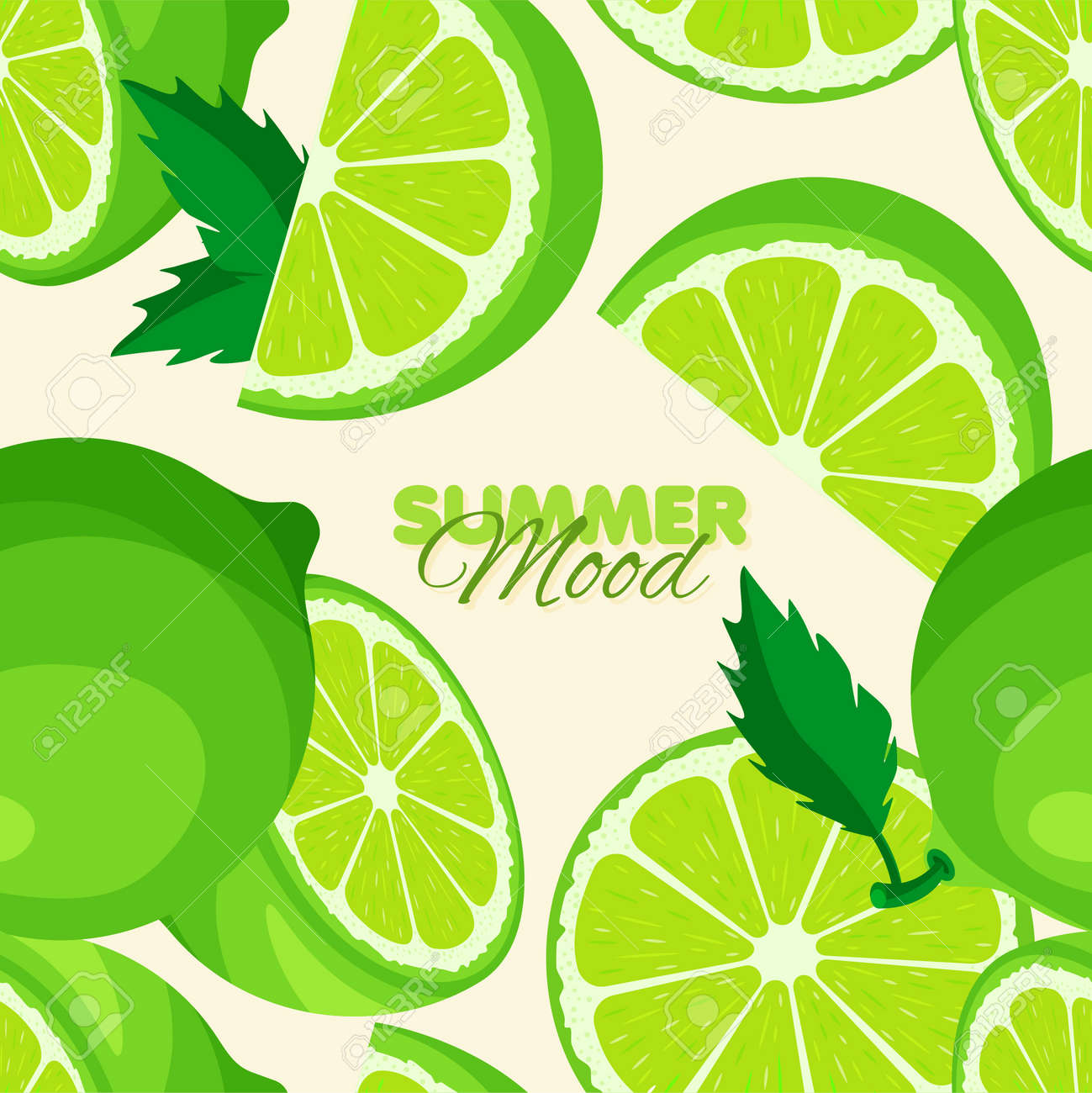 Lime seamless pattern. Summer banner concept. Vector illustration. - 170248542 Lime seamless pattern. Summer banner concept. Vector illustration. - 170248542