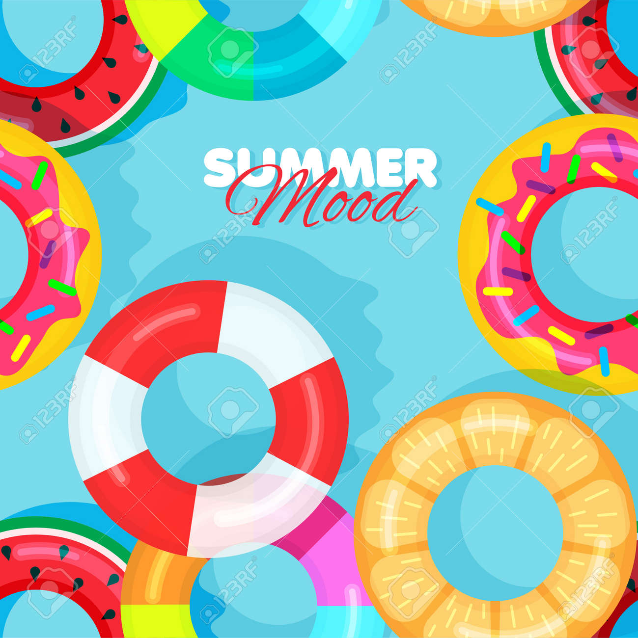 Lifebuoy seamless pattern. Summer banner concept. Pool party. Blue background with shadows under water. Vector illustration. - 170248540 Lifebuoy seamless pattern. Summer banner concept. Pool party. Blue background with shadows under water. Vector illustration. - 170248540