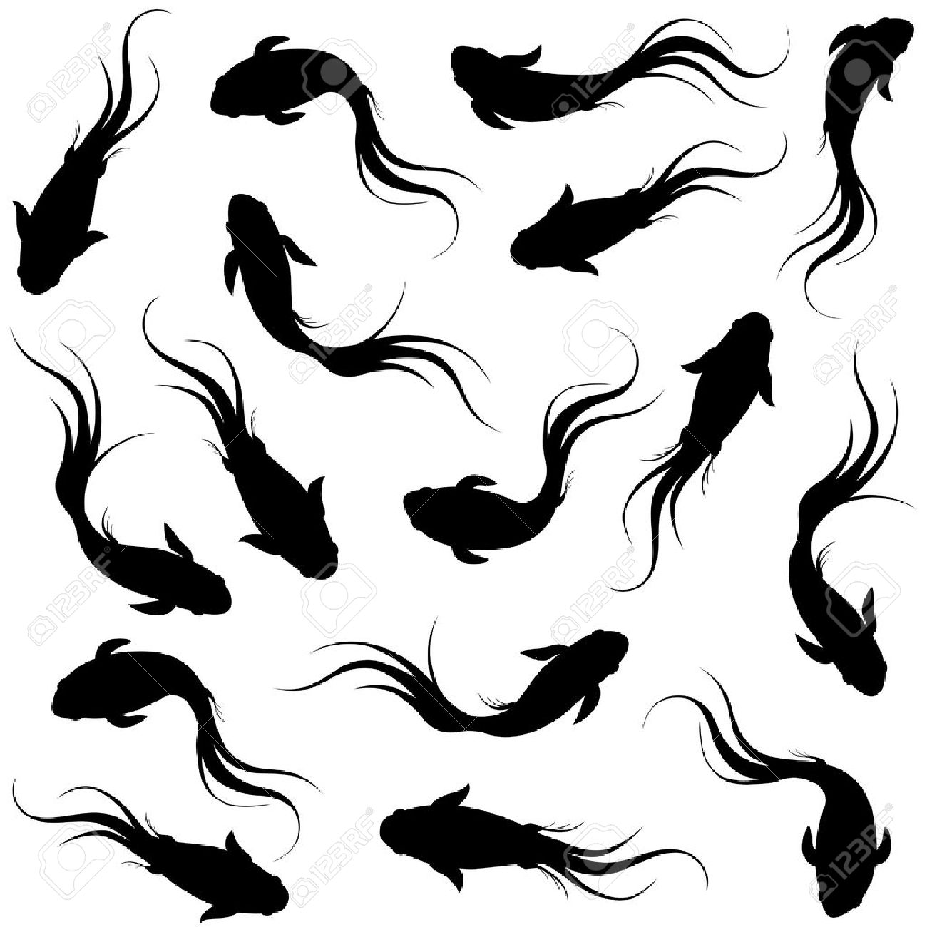 金魚をフローティング シルエットのベクトル イラスト のイラスト素材 ベクタ Image