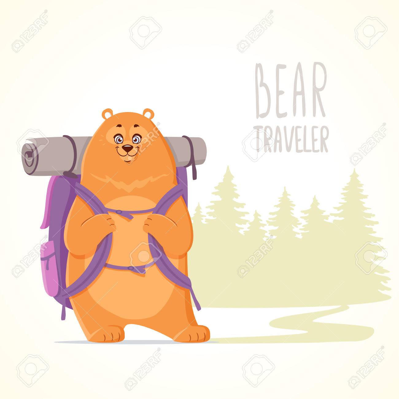 bear wearing backpack