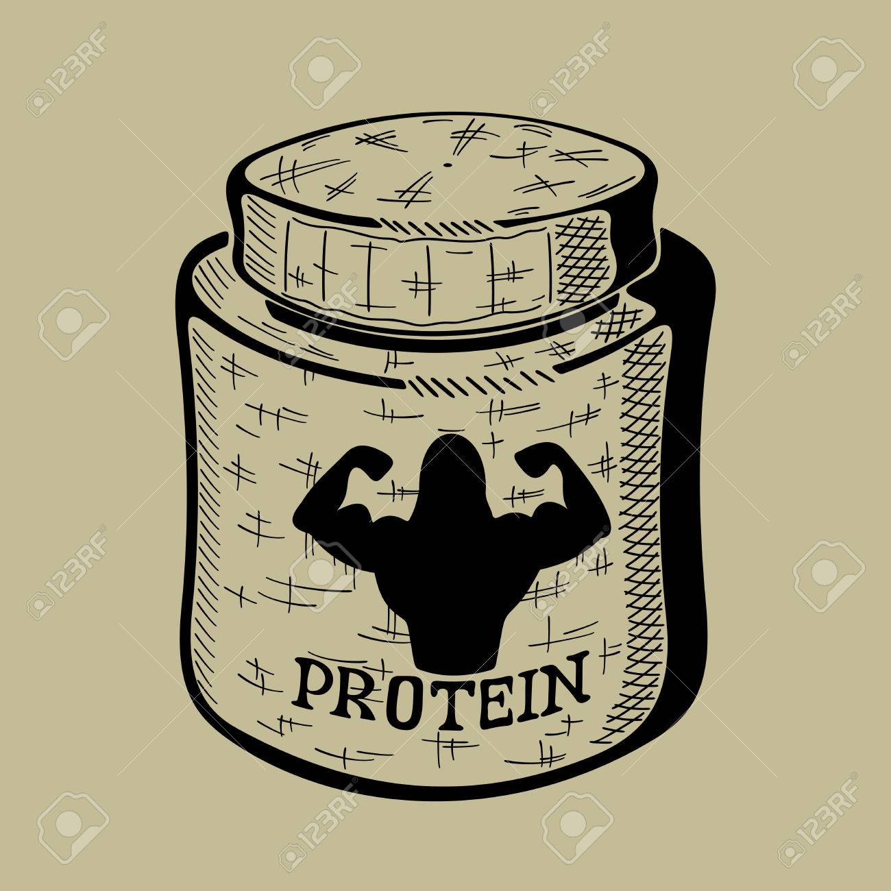 手描き下ろし銀行タンパク質 スポーツ栄養のコンテナーです 分離され