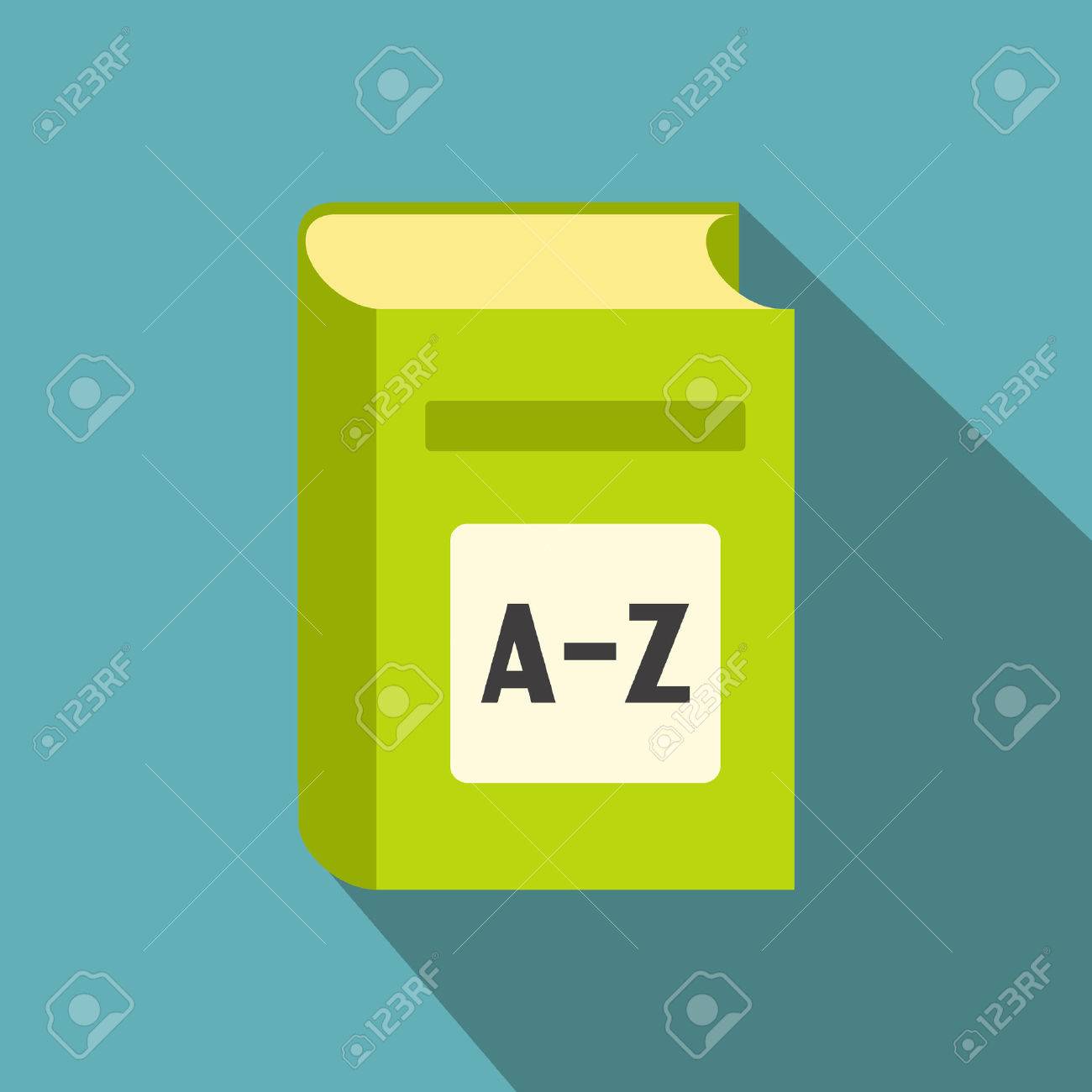 English Dictionary Flat Icon. Green Book With A-Z On The Cover On ...