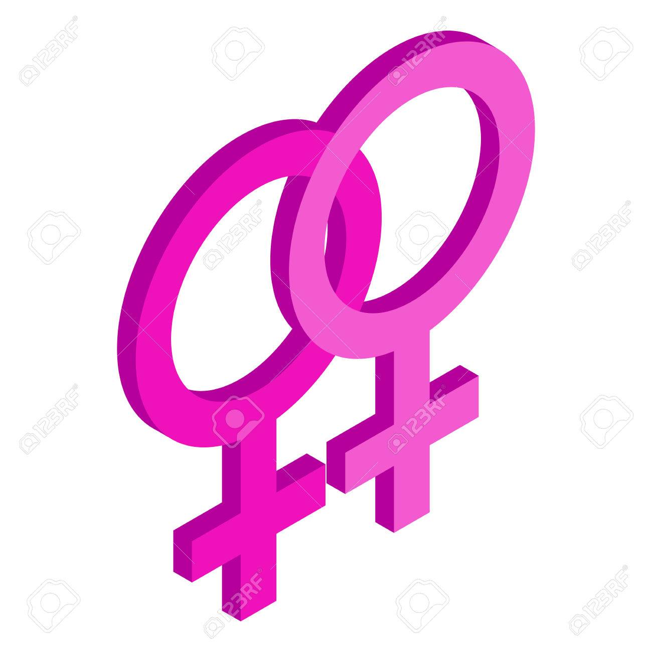 Two Female Gender Symbols Isometric 3d Icon On A White Background Royalty Free Cliparts Vectors And Stock Illustration Image