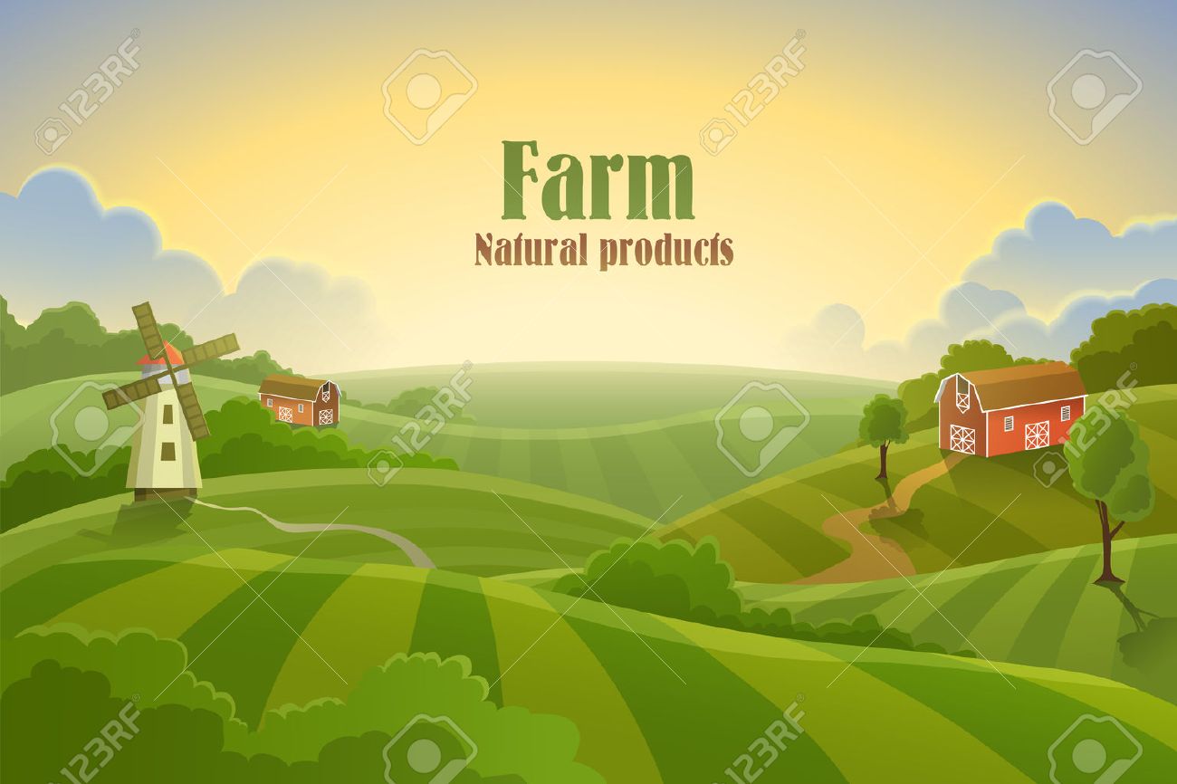 Farm flat landscape. Organic food concept for any design - 51729892 Farm flat landscape. Organic food concept for any design - 51729892