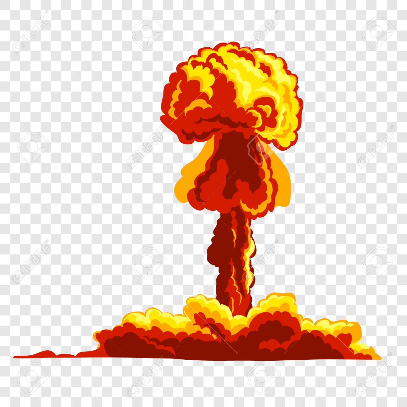 Mushroom cloud. Orange and red illustration on transparent background - 51730523 Mushroom cloud. Orange and red illustration on transparent background - 51730523