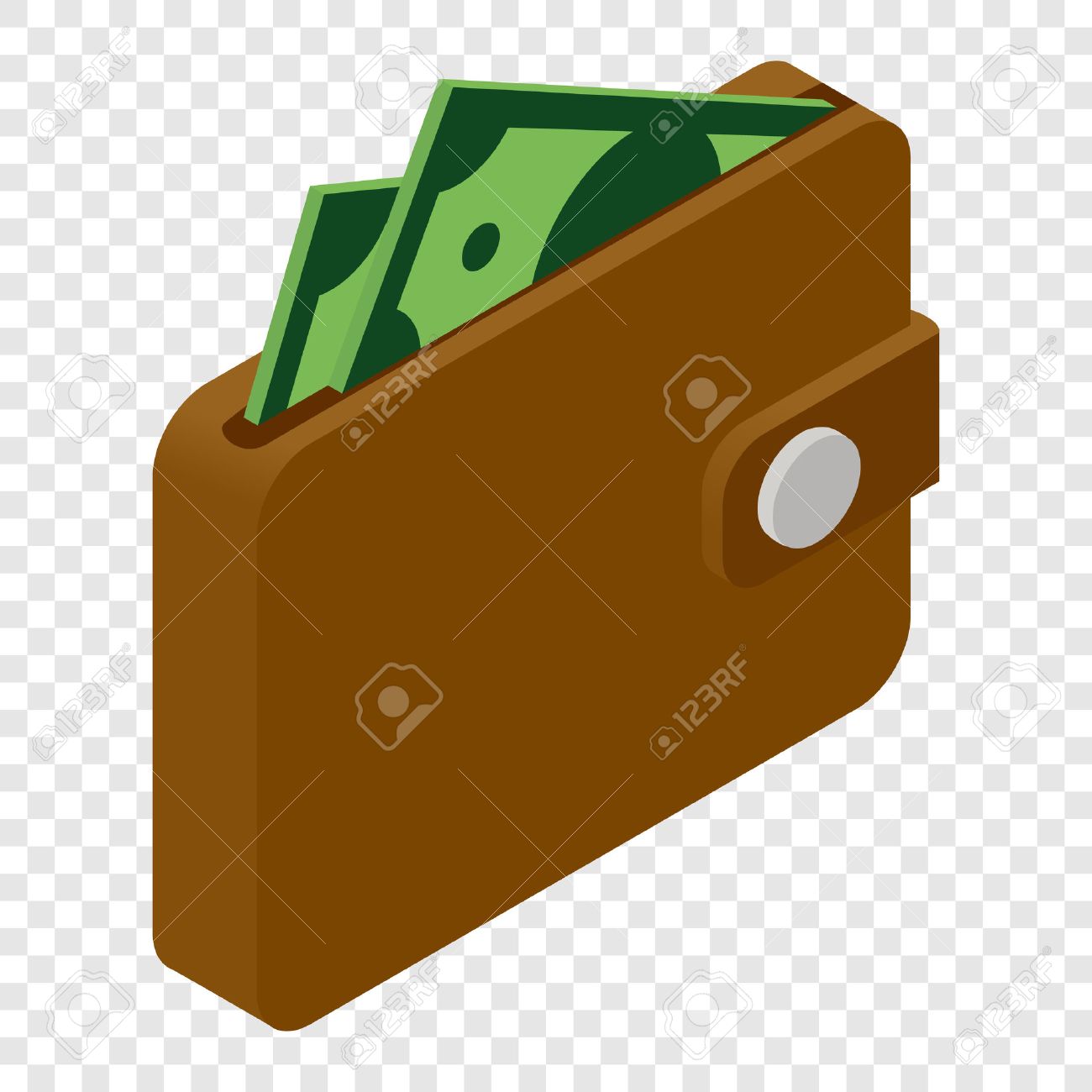 wallet and money isometric