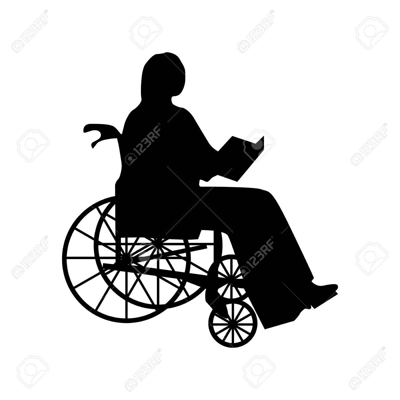 白で隔離車椅子シルエットの人か女性のイラスト素材 ベクタ Image 白で隔離車椅子シルエットの人か女性のイラスト素材 ベクタ Image