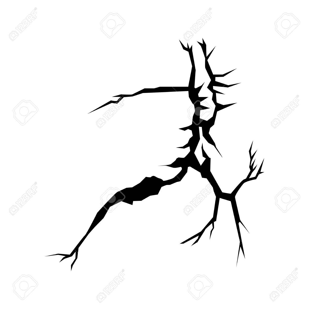 黒いシルエットの防災設計のための白い背景で隔離の亀裂します のイラスト素材 ベクタ Image 黒いシルエットの防災設計のための白い背景で隔離の亀裂します のイラスト素材 ベクタ Image