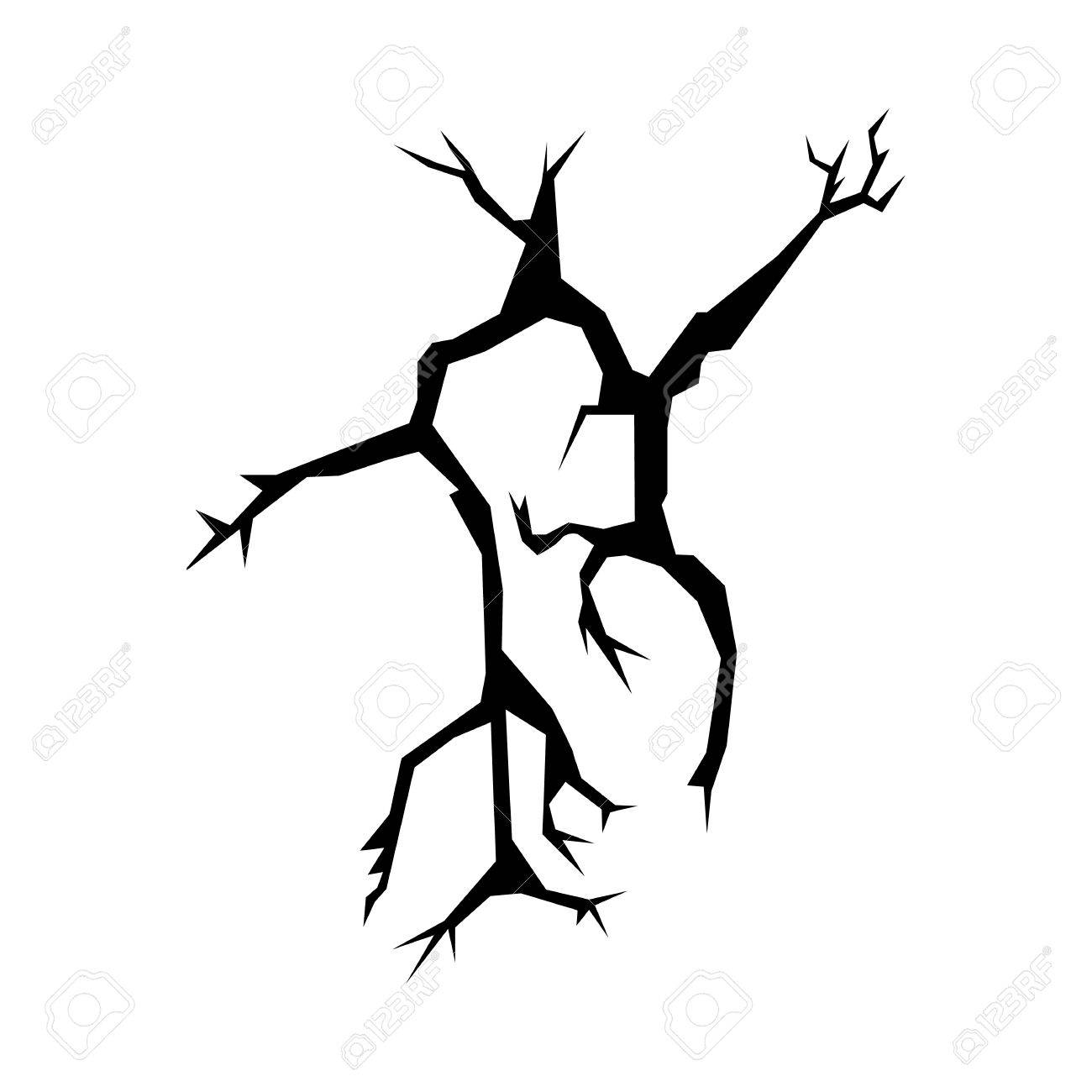 黒いシルエットの防災設計のための白い背景で隔離の亀裂します のイラスト素材 ベクタ Image