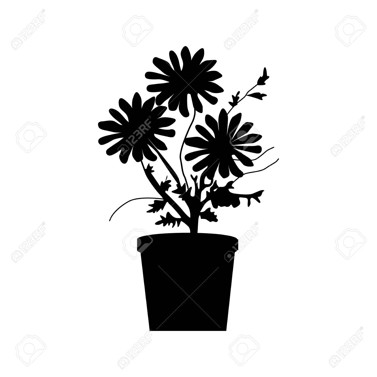 白い背景で隔離の鉢植えな植物シルエット のイラスト素材 ベクタ Image 白い背景で隔離の鉢植えな植物シルエット のイラスト素材 ベクタ Image