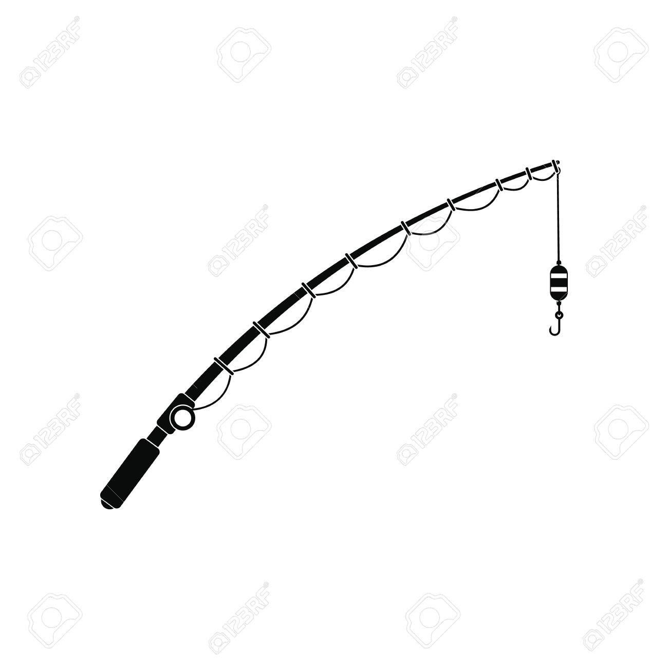 Fishing Rod Black Simple Icon Isolated On White Background Royalty