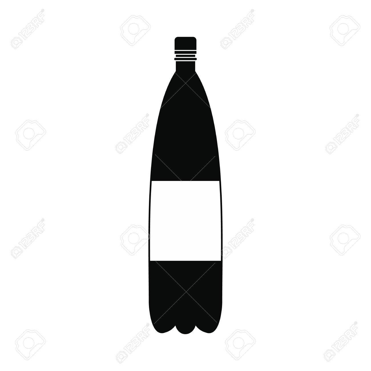ペットボトル水黒シンプルなアイコンが白い背景で隔離ののイラスト素材 ベクタ Image
