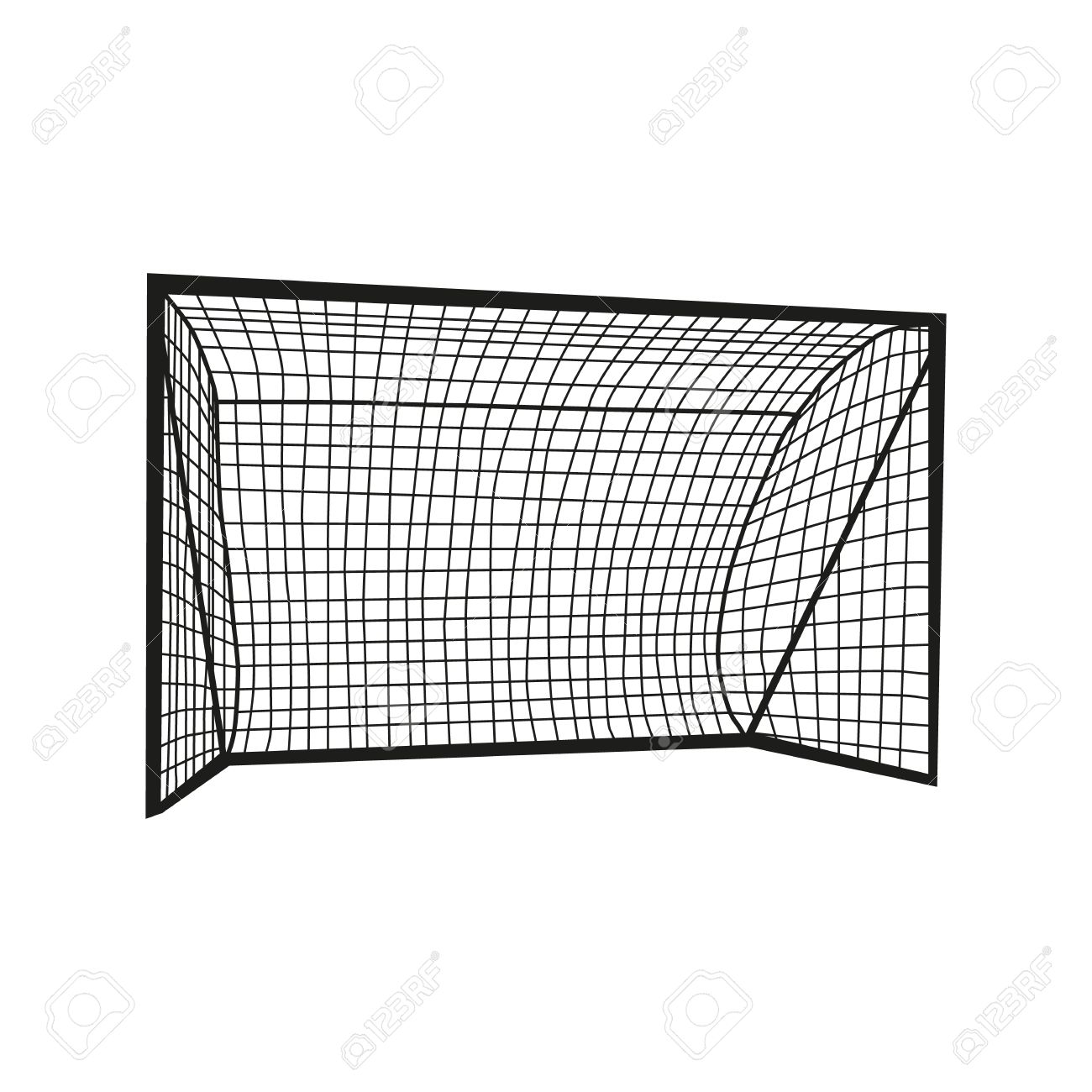 白い背景で隔離のサッカー ゴール シルエットのイラスト素材 ベクタ Image