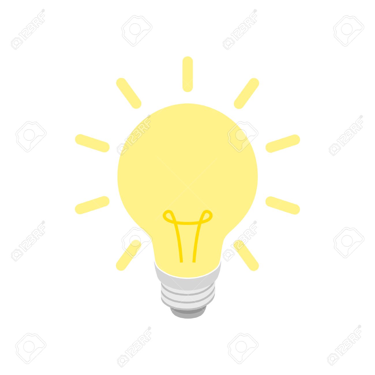Glowing yellow light bulb icon in isometric 3d style on a white background - 53349790 Glowing yellow light bulb icon in isometric 3d style on a white background - 53349790