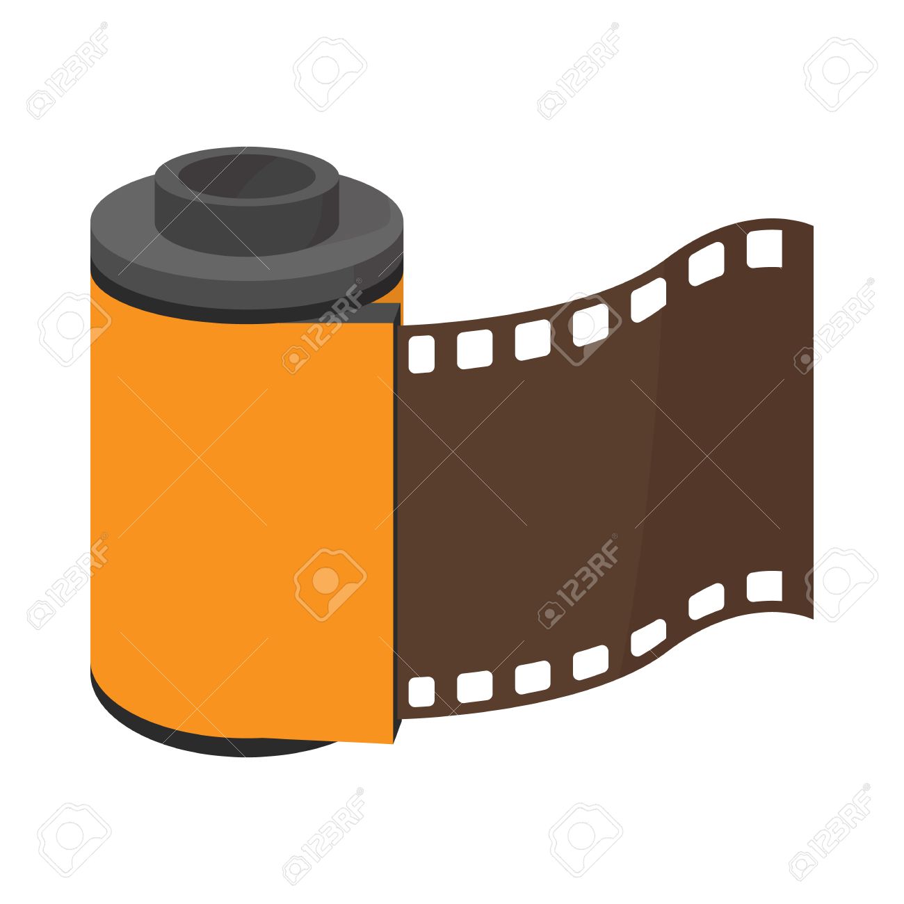 漫画のスタイルの白い背景で隔離のカメラ ロール アイコン フィルム ロール アイコン のイラスト素材 ベクタ Image