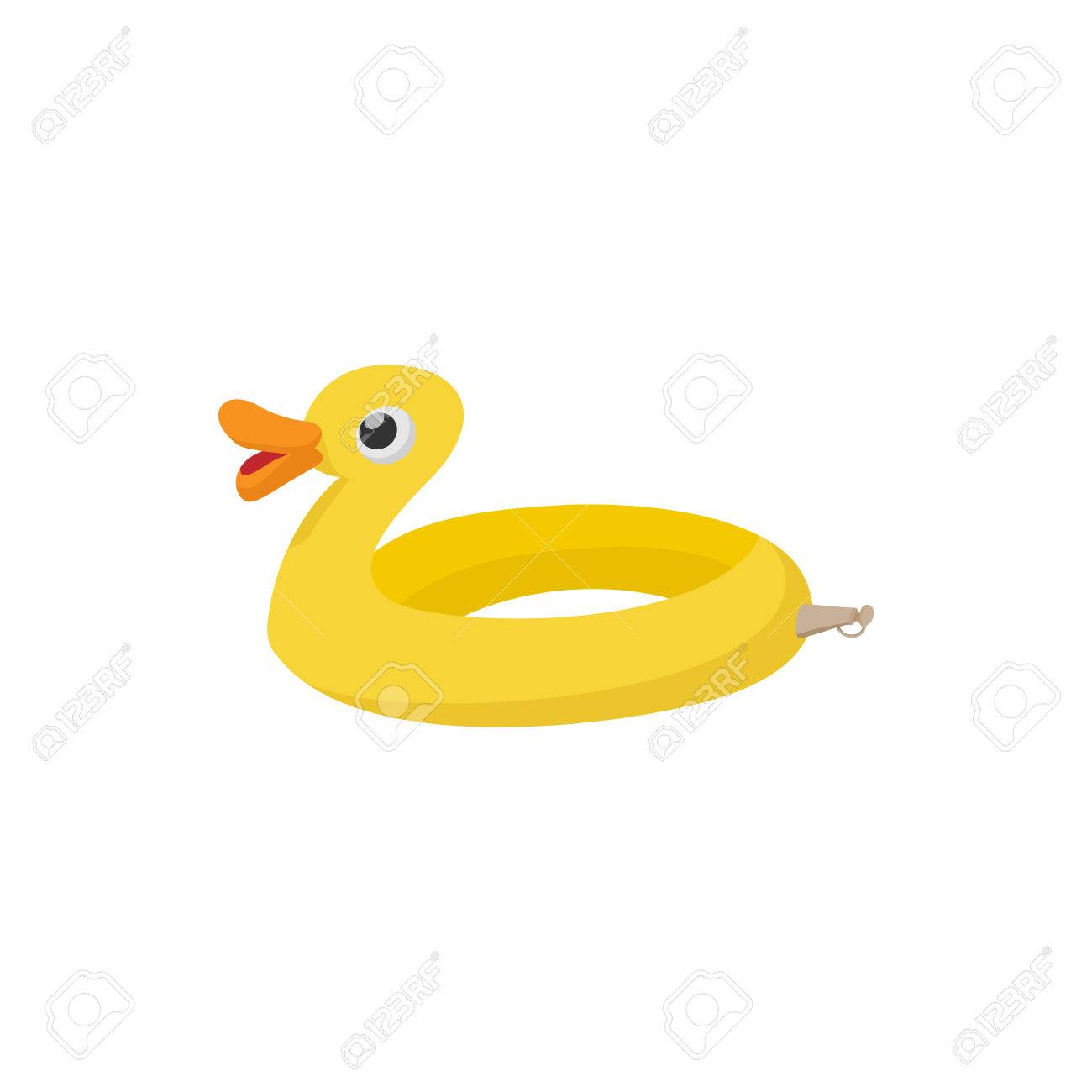 Canard Icone Sous Forme De Bouee De Sauvetage Dans Un Style De Bande Dessinee Sur Un Fond Blanc Clip Art Libres De Droits Vecteurs Et Illustration Image