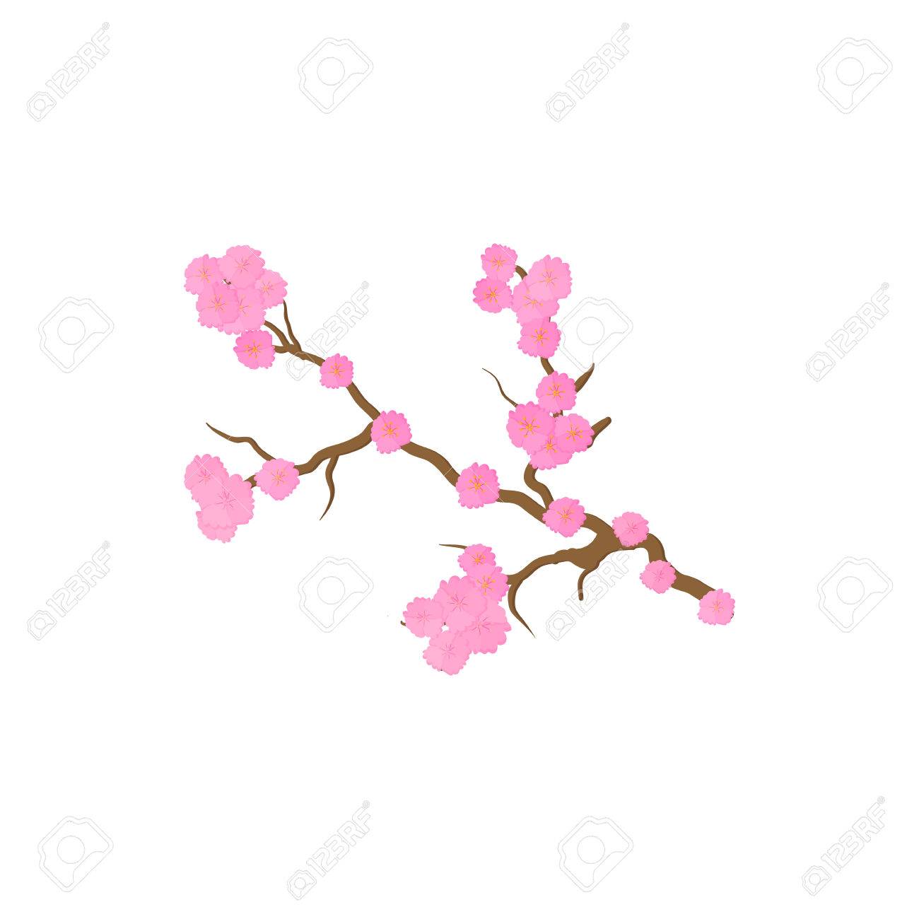 桜の花 桜の花アイコン漫画のスタイルの白い背景の上にのイラスト素材 ベクタ Image