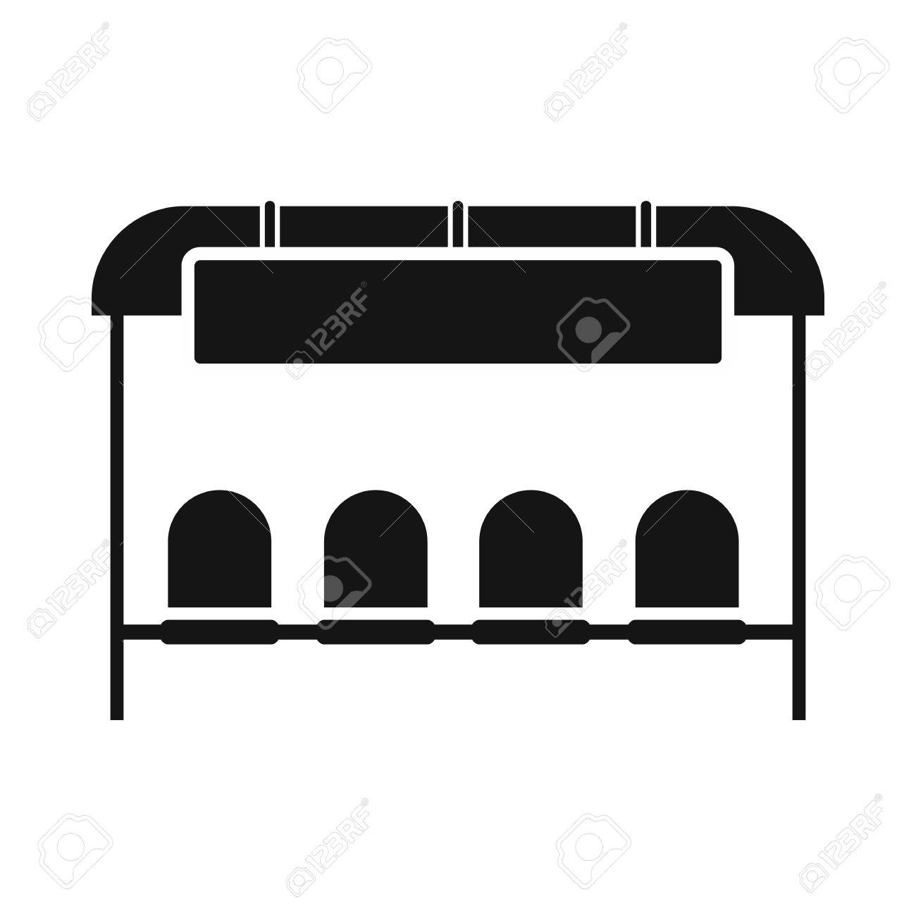 白地にシンプルなスタイルの白空白の広告パネル アイコンとバス停留所駅のイラスト素材 ベクタ Image