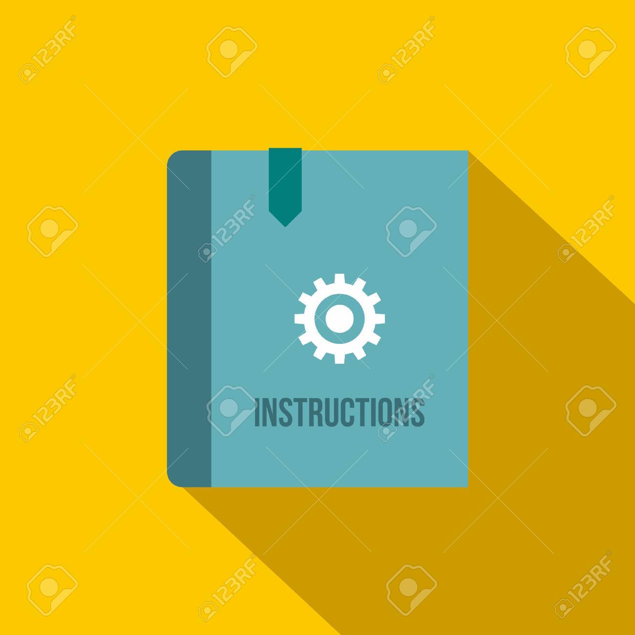 Instruction book icon in flat style on a yellow background - 55304723 Instruction book icon in flat style on a yellow background - 55304723