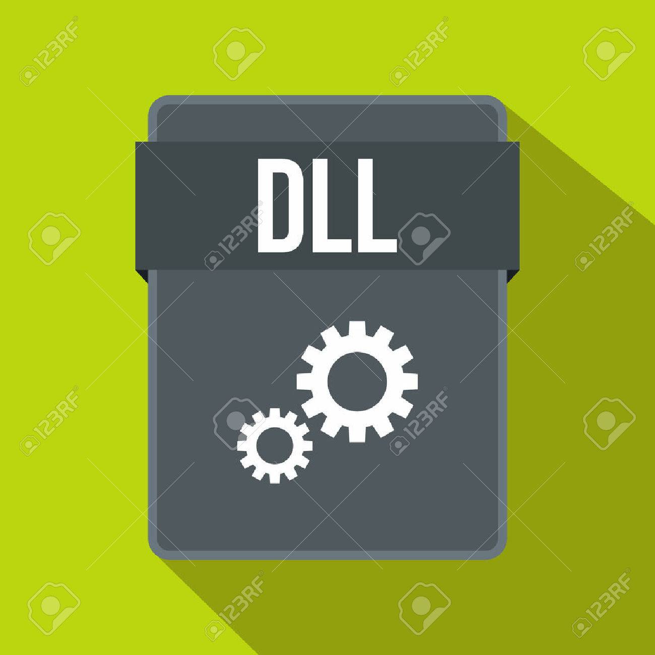 DLL file icon in flat style on a green background - 61121488 DLL file icon in flat style on a green background - 61121488