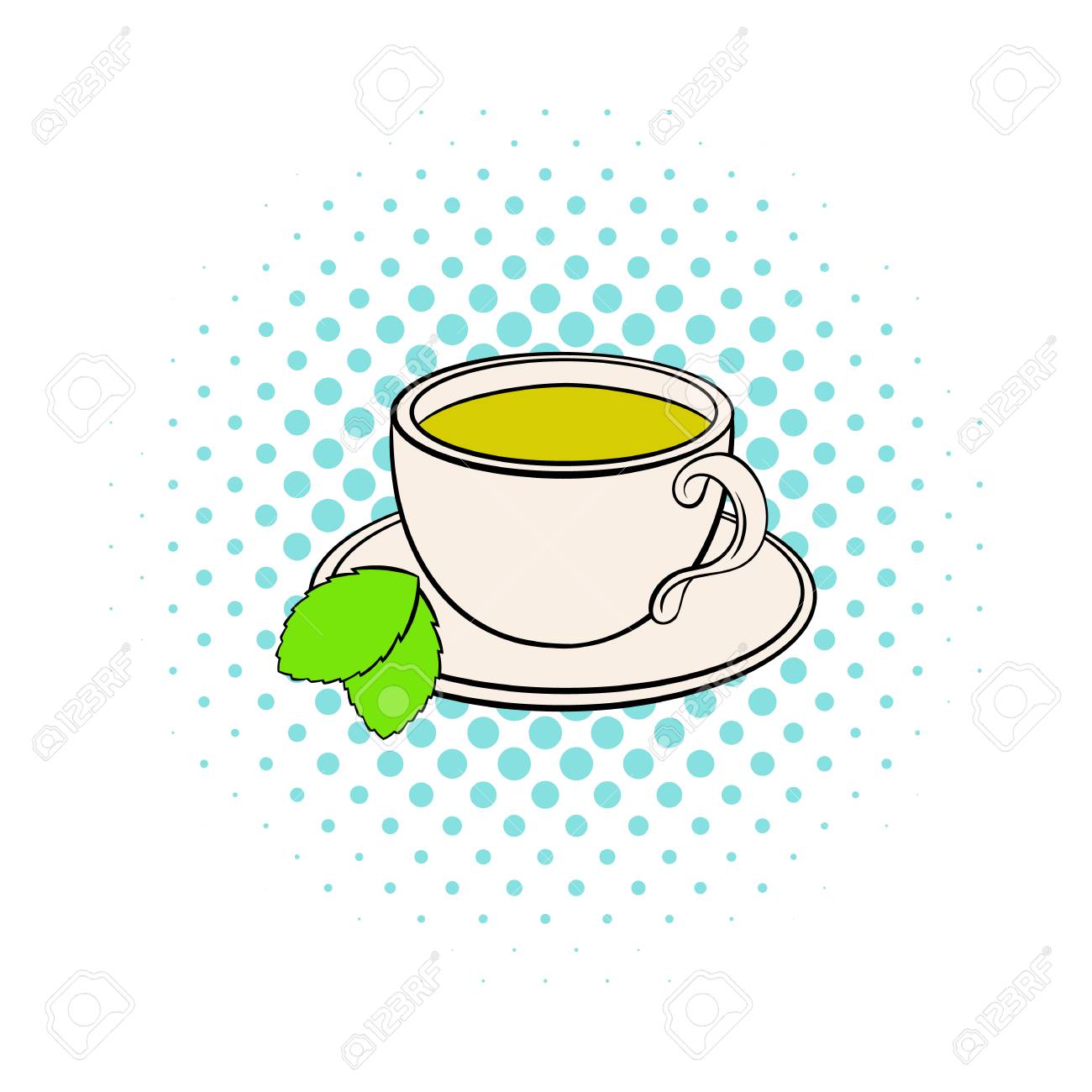 Tasse Tee Symbol Im Comic Stil Auf Einem Weissen Hintergrund Lizenzfrei Nutzbare Vektorgrafiken Clip Arts Illustrationen Image