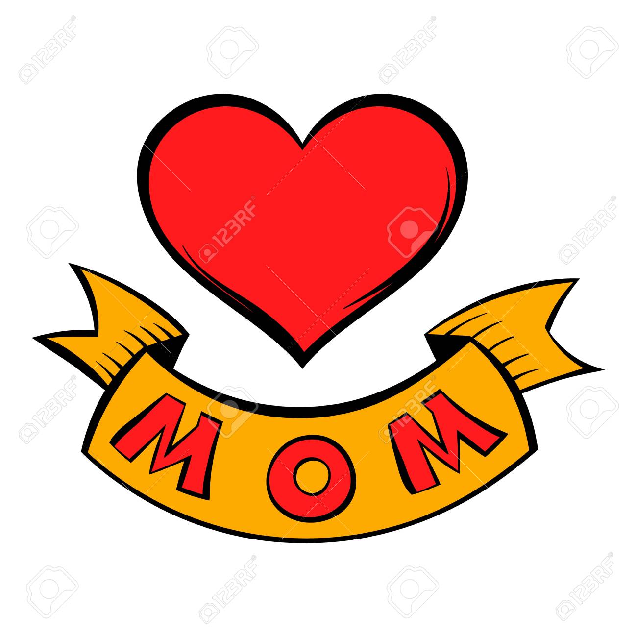 Corazón Del Día De Madres Con Dibujos Animados Icono De Cinta.  Ilustraciones Svg, Vectoriales, Clip Art Vectorizado Libre De Derechos.  Image 74043484.