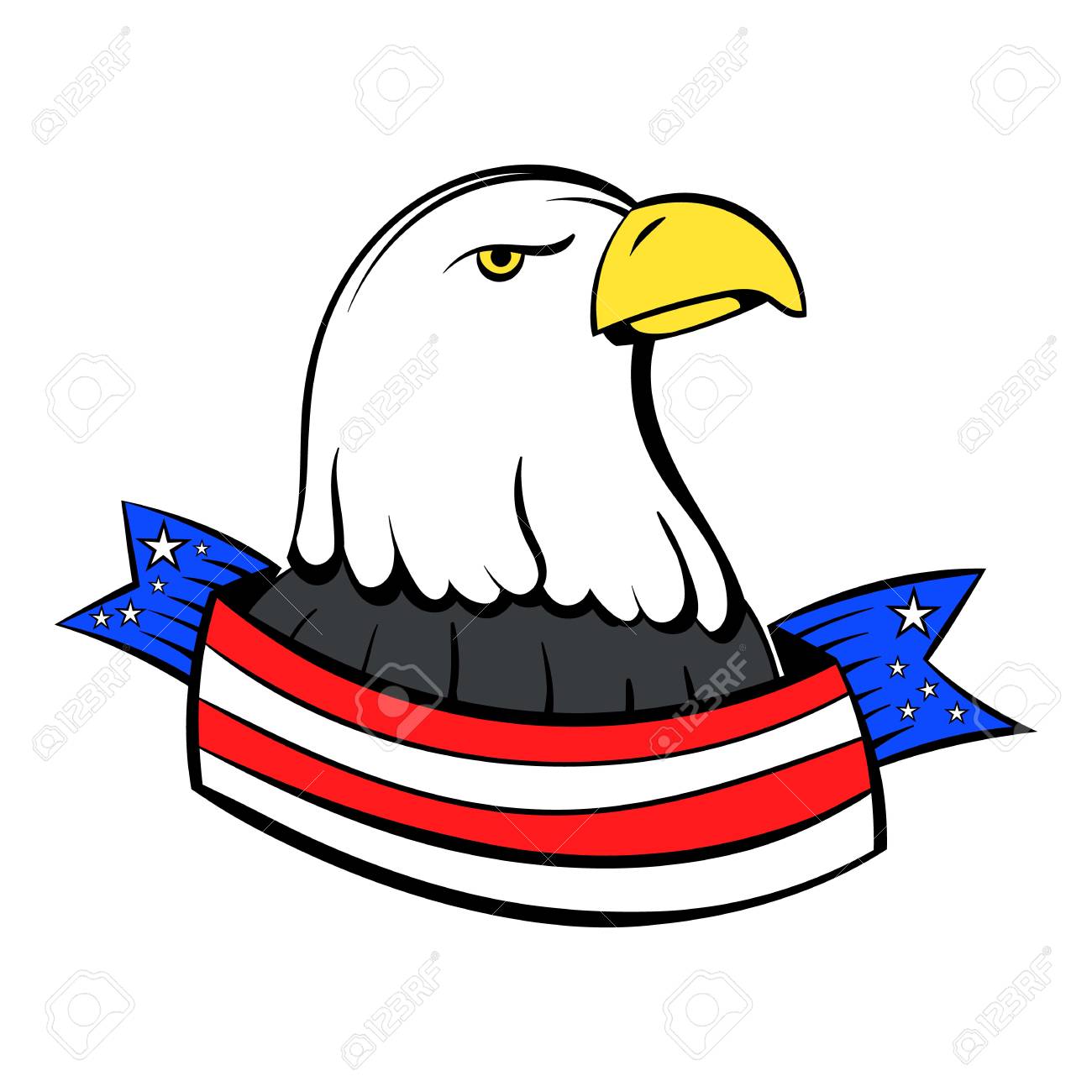 Bald Eagle With USA Flag Icon Cartoon Stock Photo, Picture and Royalty Free  Image. Image 74188064., image size:1300x1300