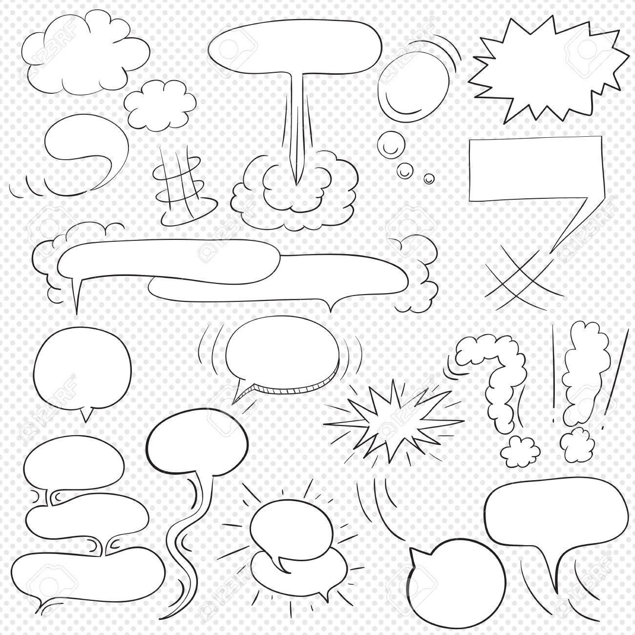 ポップなアート スタイル セット 手描き ベクトル イラスト漫画の空白テキスト音声雲のイラスト素材 ベクタ Image