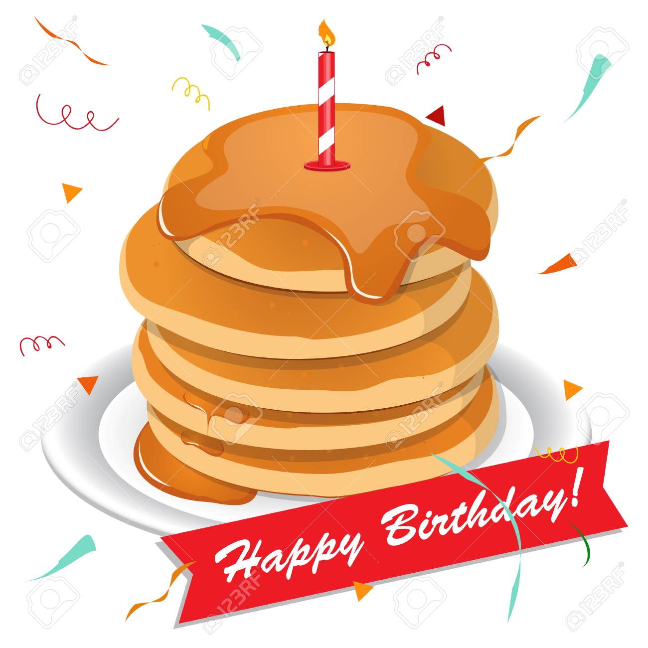 Gateau D Anniversaire Joyeux Dessin Anime Mignon Avec Des Bougies Tableau Noir Avec Une Felicitation Chapeau De Fete Illustration Vectorielle Clip Art Libres De Droits Vecteurs Et Illustration Image