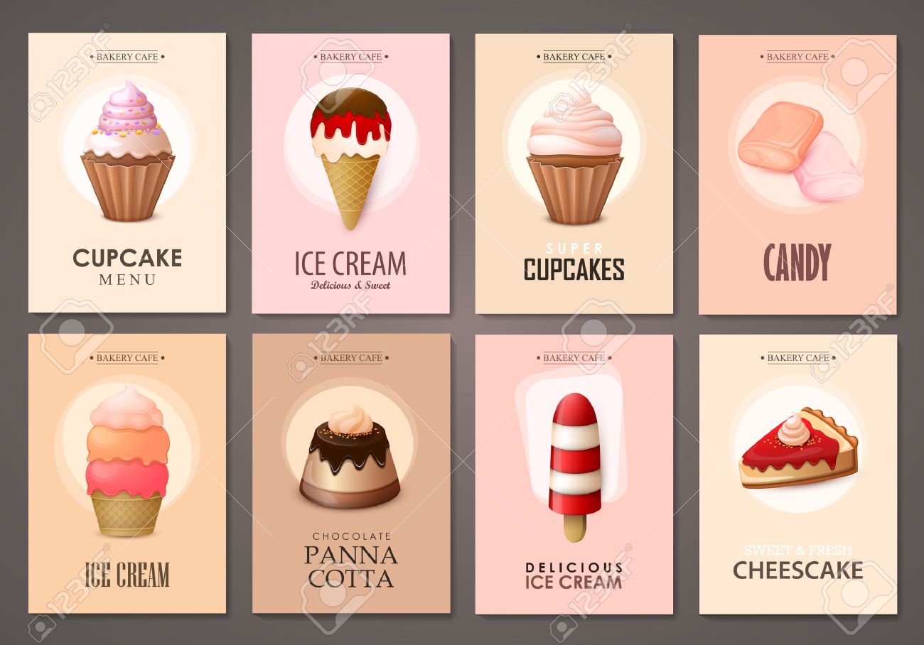 set of brochures with sweets vector templates backgrounds with bakery brochures