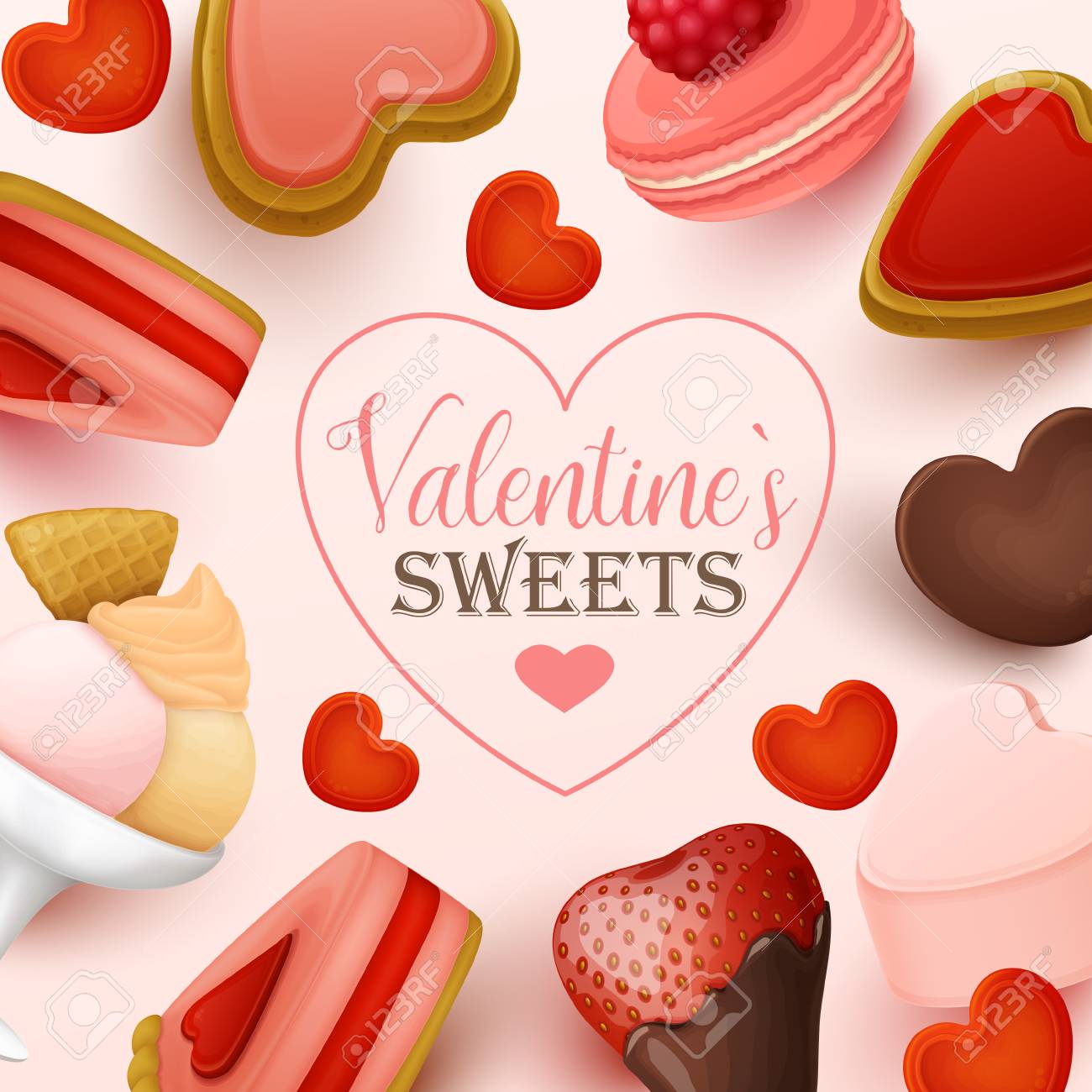 お菓子とバレンタインデーの背景 ベクトルイラスト のイラスト素材 ベクタ Image