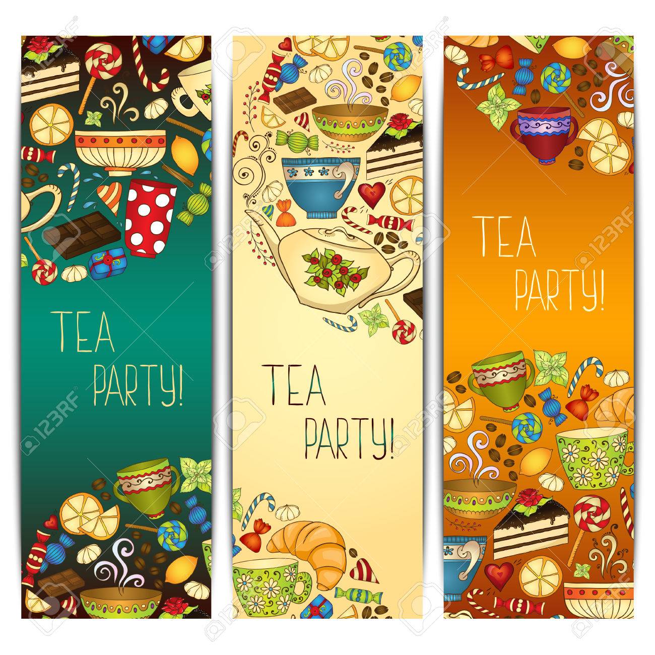 banner templates vector collection tea party royalty free cliparts tea party templates