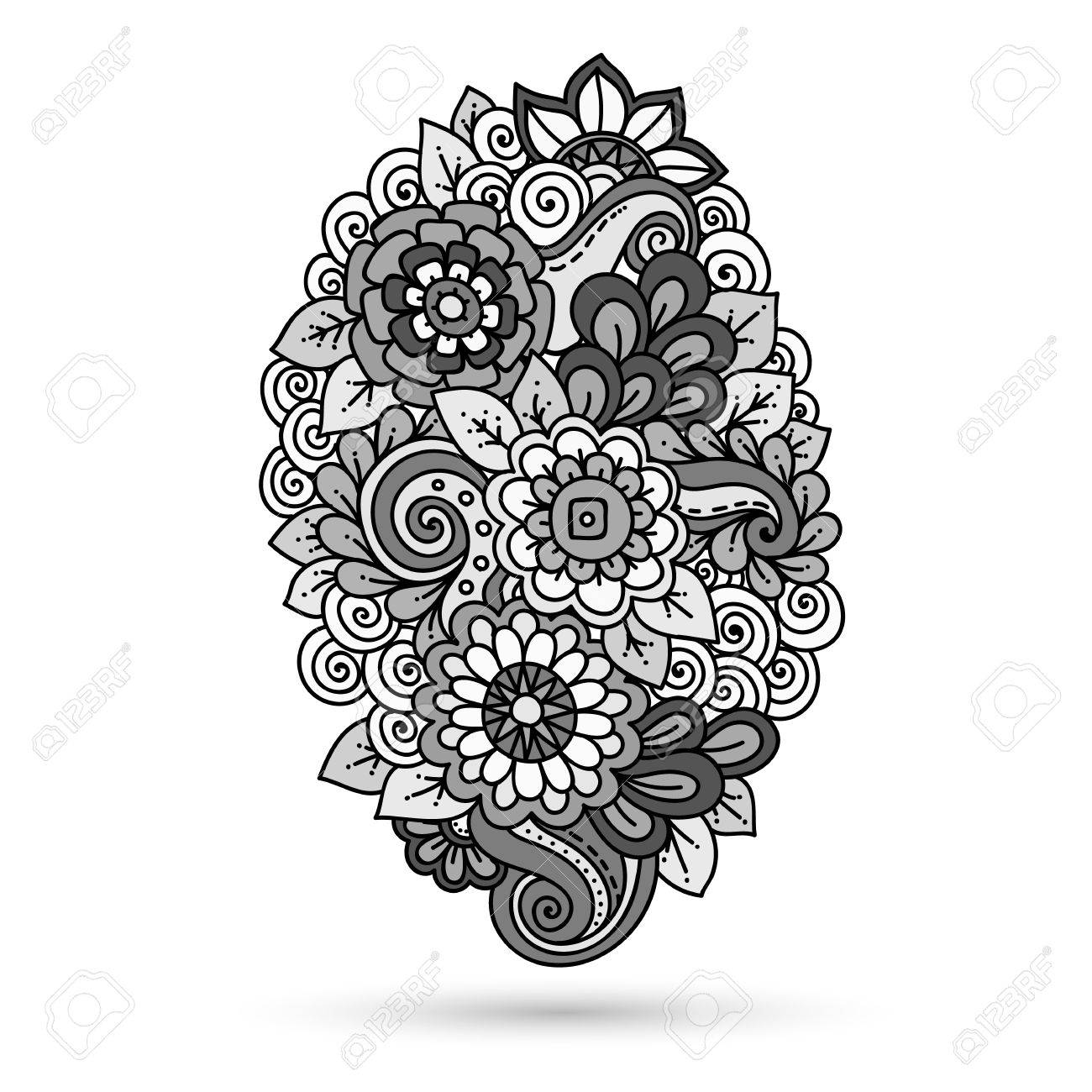 Tnico Floral Patron De Garabatos Fondo Floral En El Vector Paisley De La Alhena Mehndi Diseno Doodles Elemento De Diseno Tribal Modelo Monocromatico De Libro De Colorear Para Ninos Y Adultos Ilustraciones