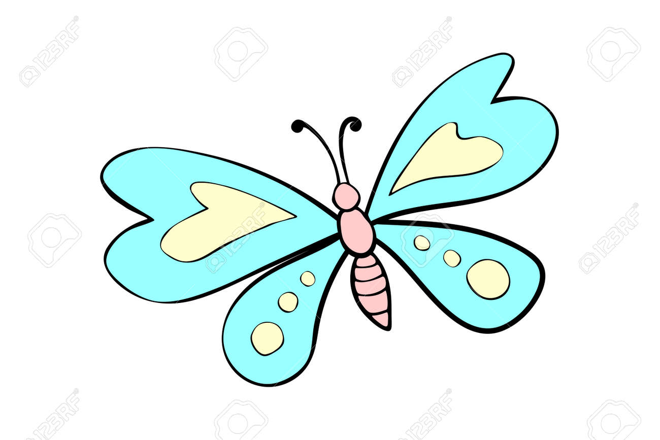 Vector Cute Color Butterfly In Flat Style. Simple Design Element, Clip Art  For Spring, Summer, Postcard, Kids Natural Element Design Royalty Free SVG,  Cliparts, Vectors, and Stock Illustration. Image 182371453., image size:1300x867