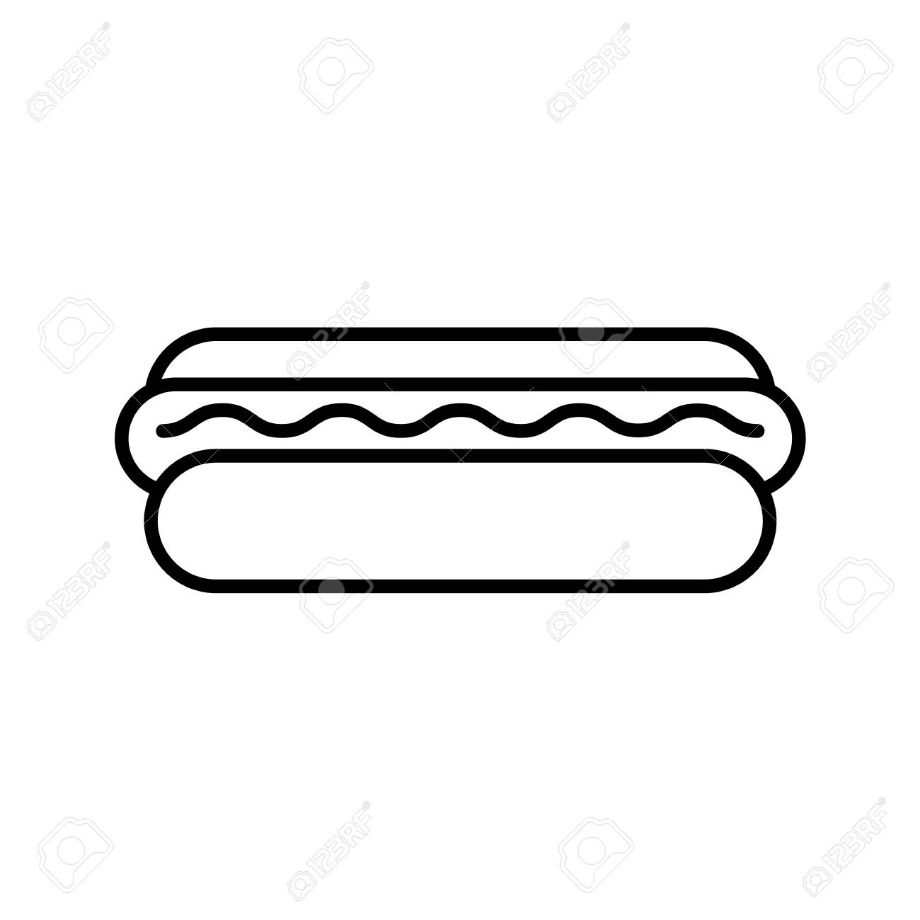 ホットドッグ概要アイコン ソーセージとパンのおやつ 人気のアメリカン ランチのイラスト素材 ベクタ Image 74793746