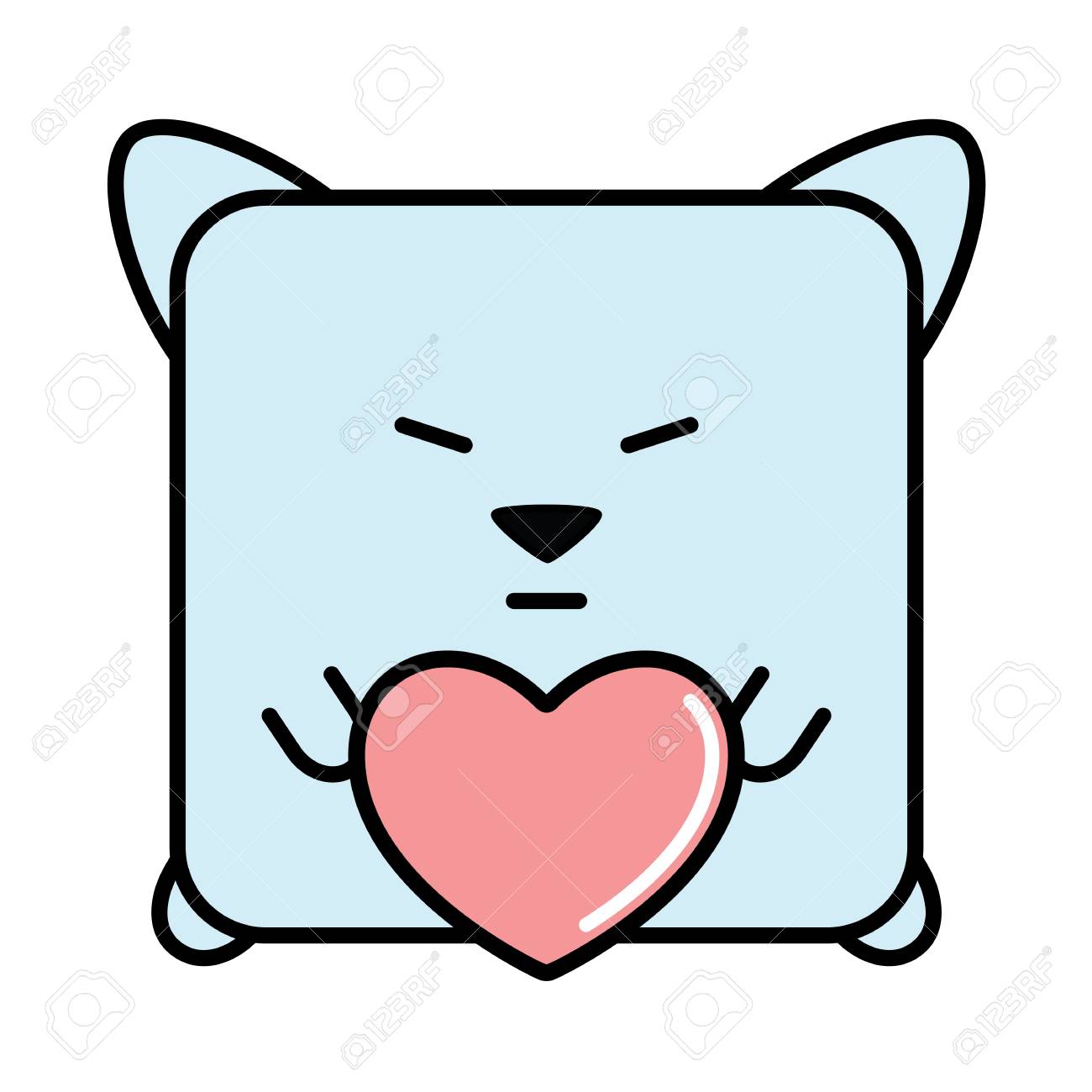 Chat Avec Un Emoji De Coeur Icone De Valentine Animal Avec Un Embleme Du Coeur Vecteur Isole Sur Fond Blanc Clip Art Libres De Droits Vecteurs Et Illustration Image