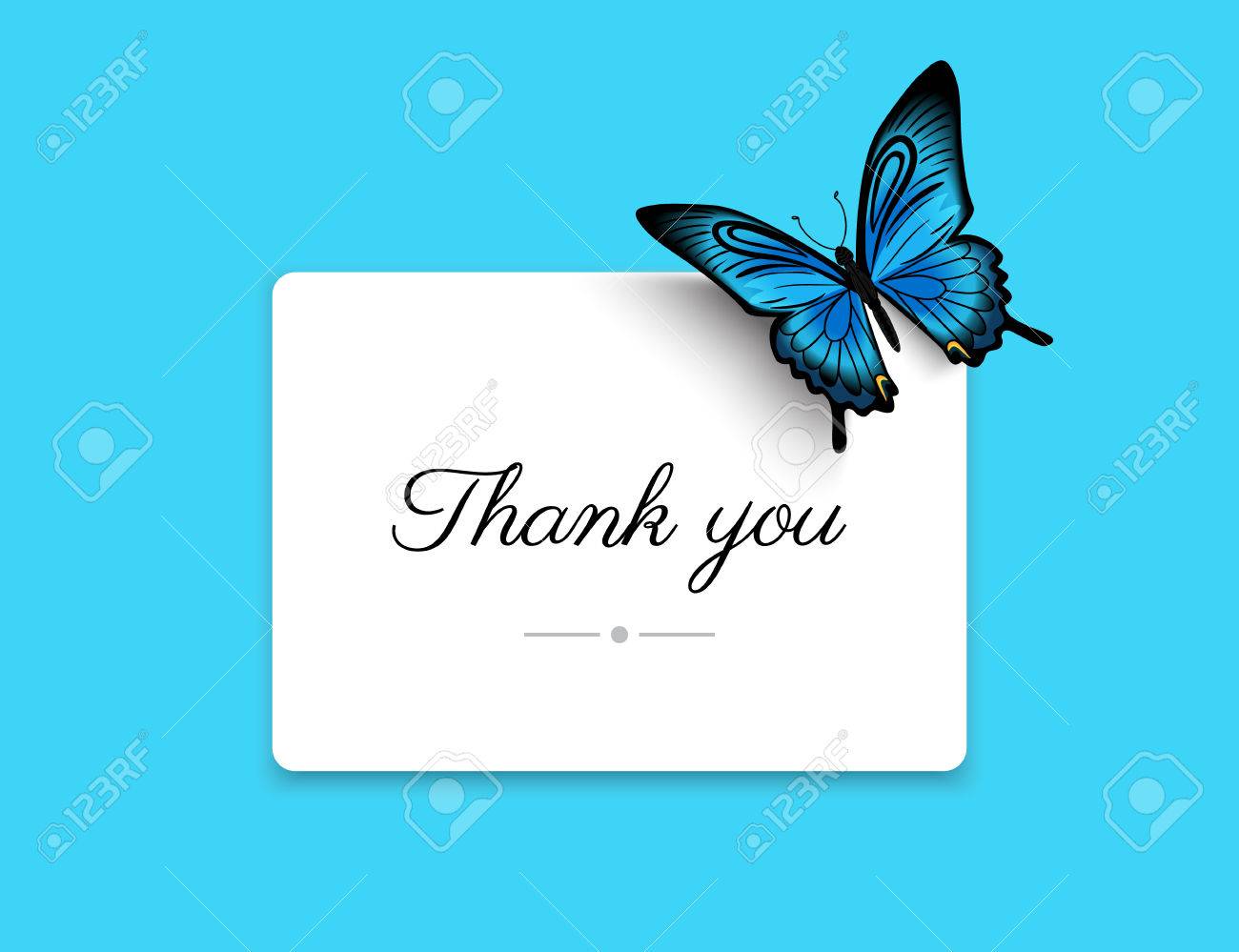 thank you blank card with beautiful blue butterfly text outlined thank you butterfly