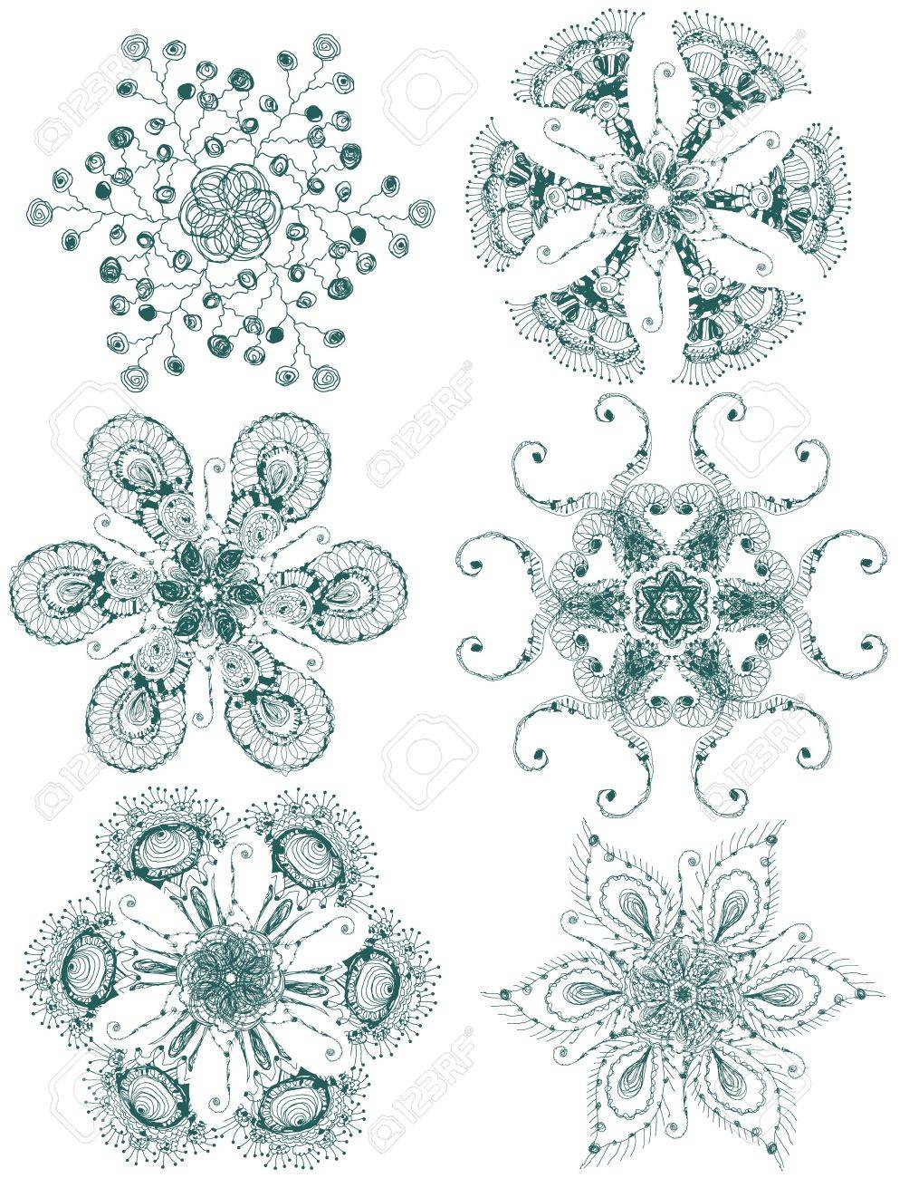 Vector hand drawn vintage set of snowflakes - 11655697 Vector hand drawn vintage set of snowflakes - 11655697