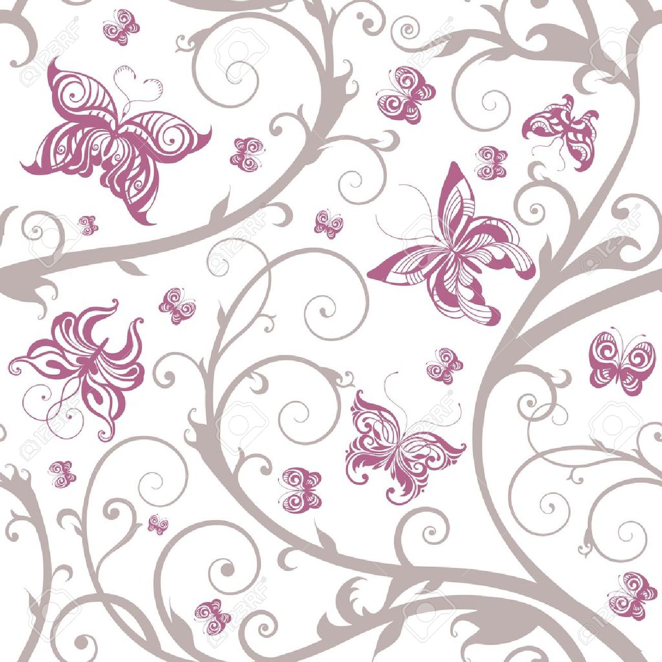 Romantic floral butterfly seamless pattern - 11655678 Romantic floral butterfly seamless pattern - 11655678