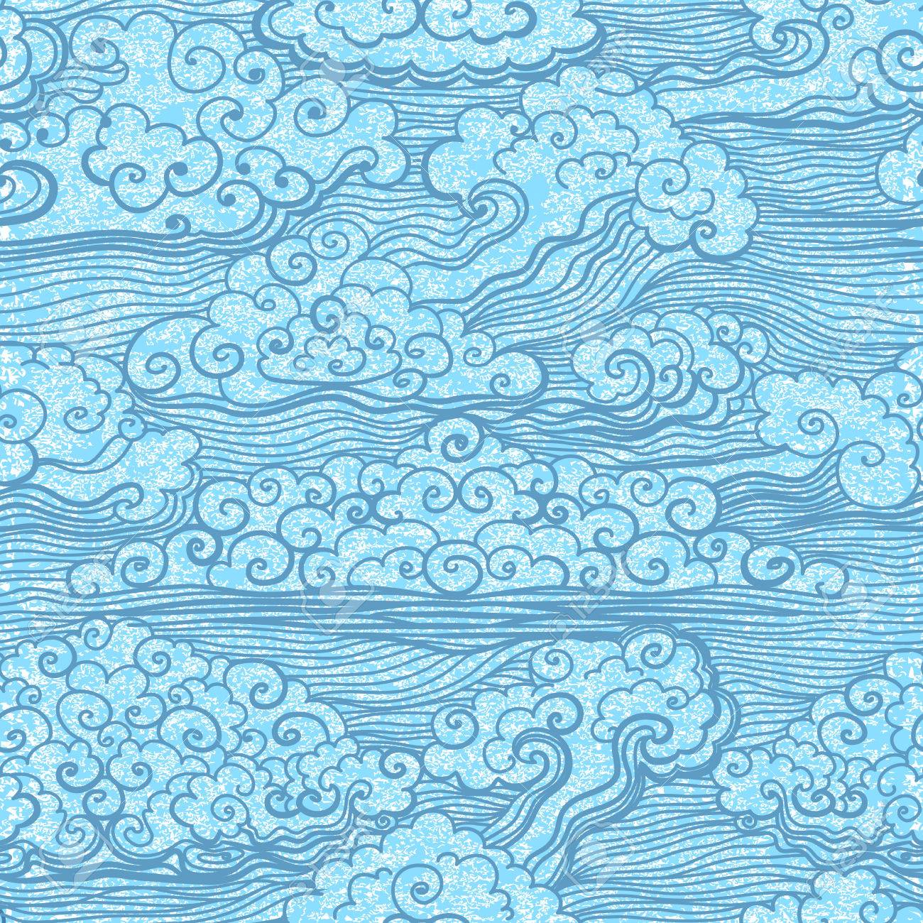 Seamless pattern of blue sky with clouds. Abstract grunge background. Vector, EPS 10 - 28304863 Seamless pattern of blue sky with clouds. Abstract grunge background. Vector, EPS 10 - 28304863