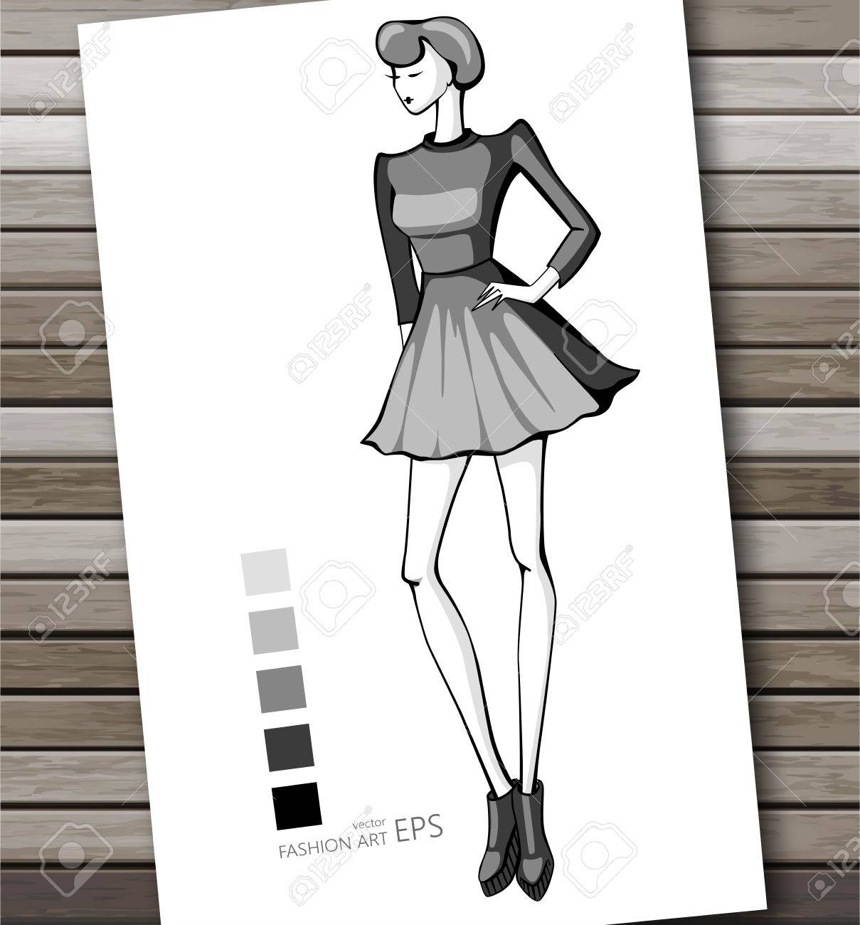スケッチ スタイルでファッションの女性 抽象的な女の子 デザインの他の種類に最適です ベクトル イラスト Eps 10 のイラスト素材 ベクタ Image