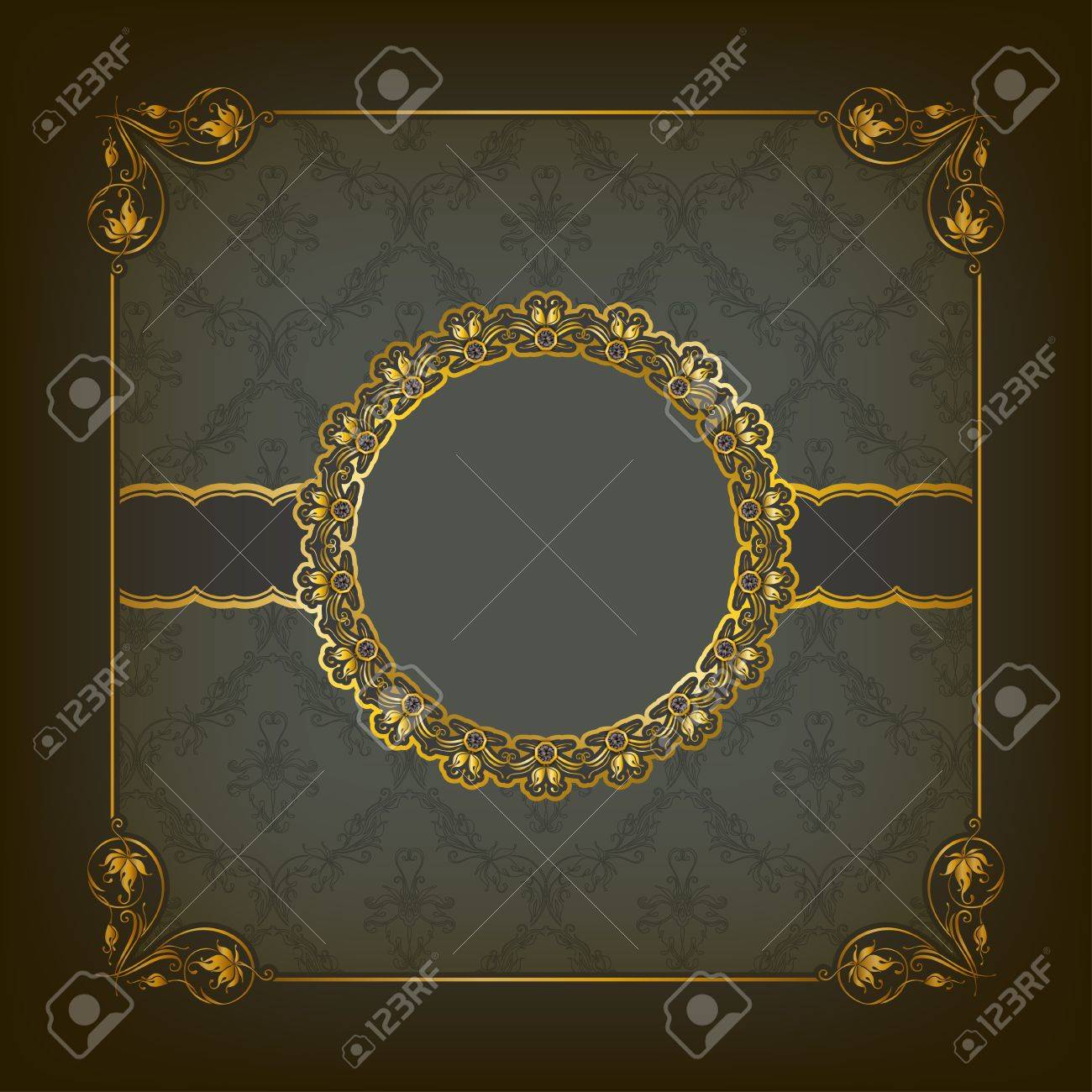 エレガントなテンプレート フレーム デザイン高級グリーティング カード レース飾りの招待状テキストのための場所 花の要素 華やかな背景 のイラスト素材 ベクタ Image