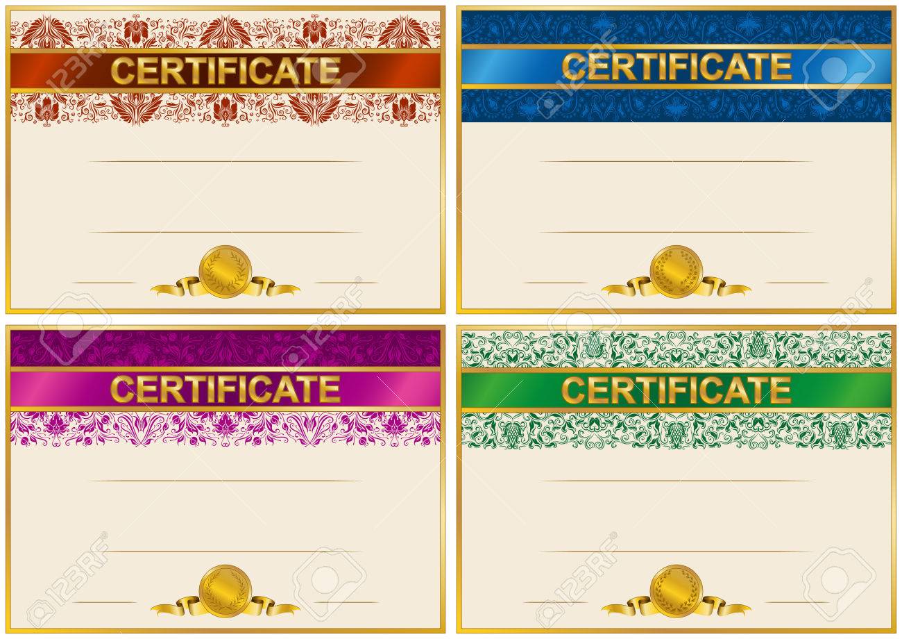 레이스 패턴, 리본, 월계관, 텍스트의 장소 장식의 졸업장의 우아한 템플릿 집합. 성취, 교육, 상장, 수상자 인증서. 벡터 일러스트  레이 션 로열티 무료 사진, 그림, 이미지 그리고 스톡포토그래피. Image 35894994