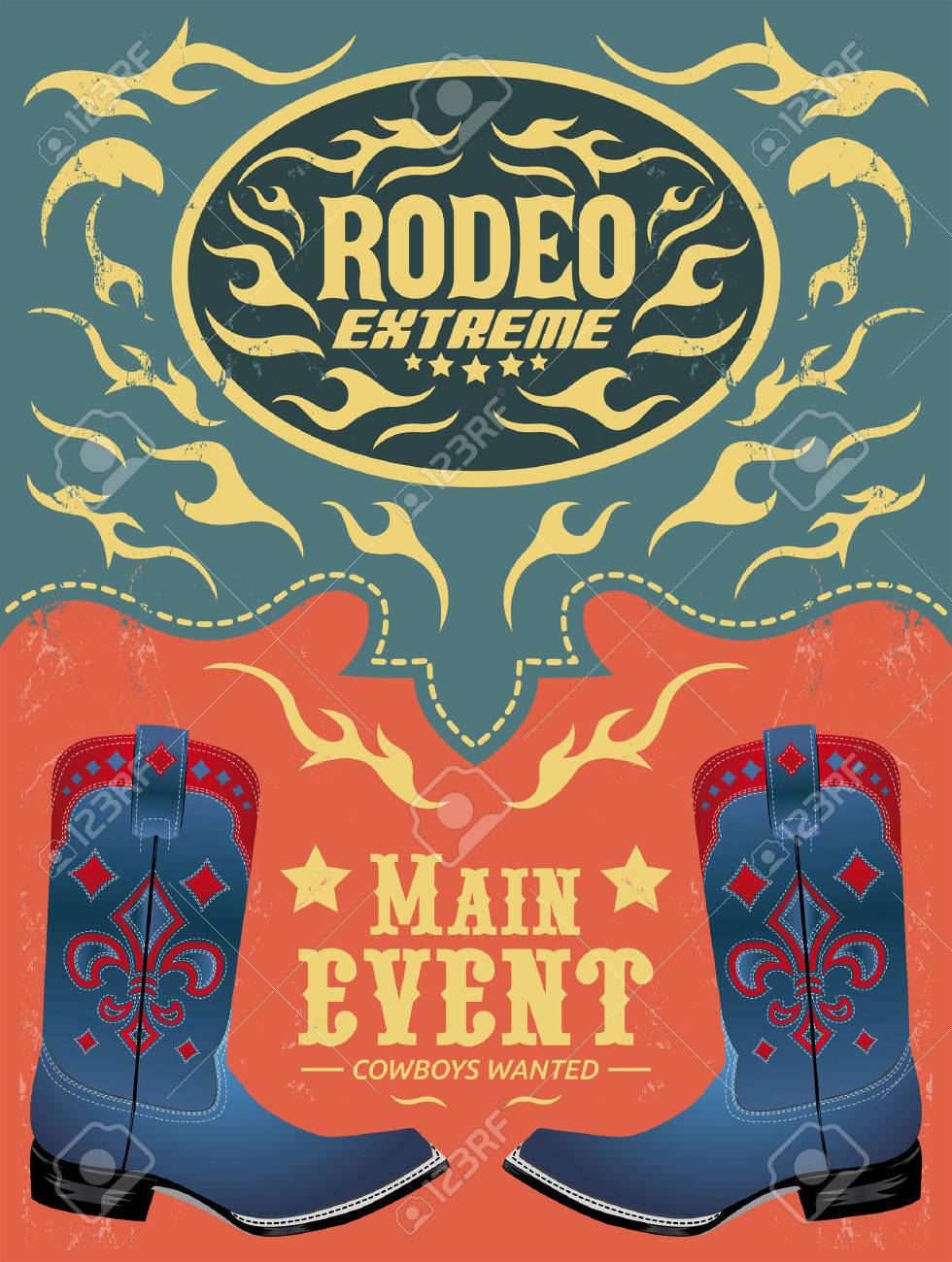 rodeo extreme cowboy event poster vector invitation template